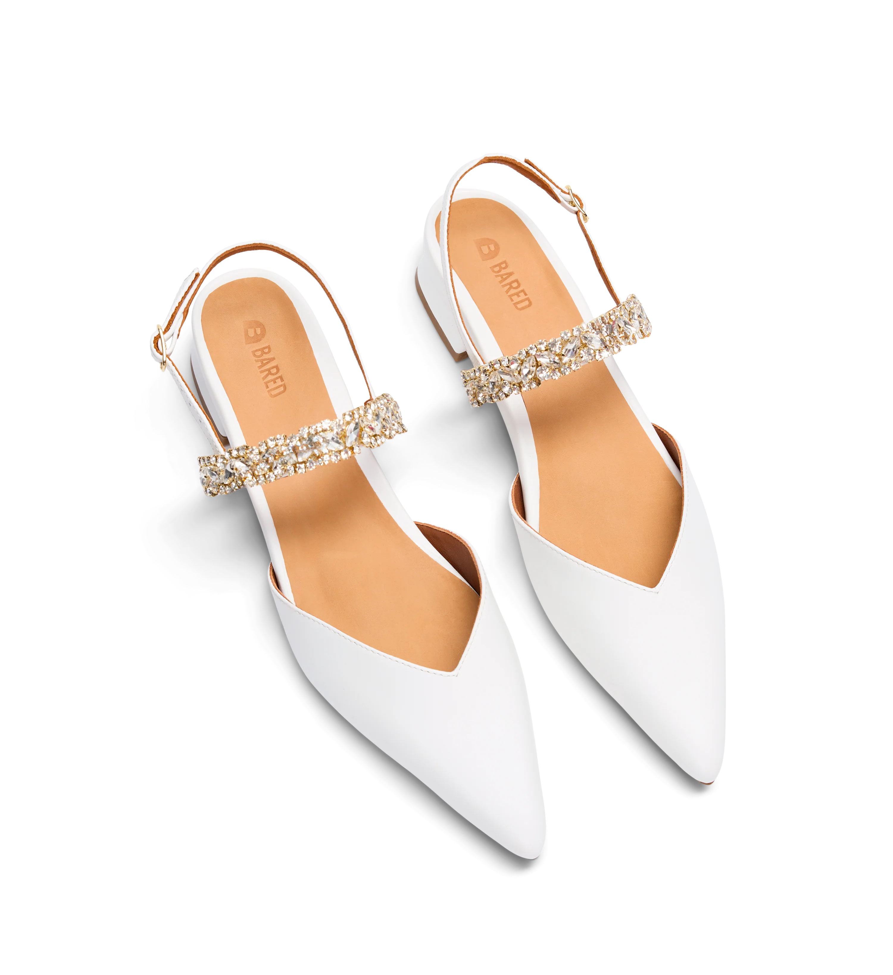 Riparia White Leather & Hardware Flats