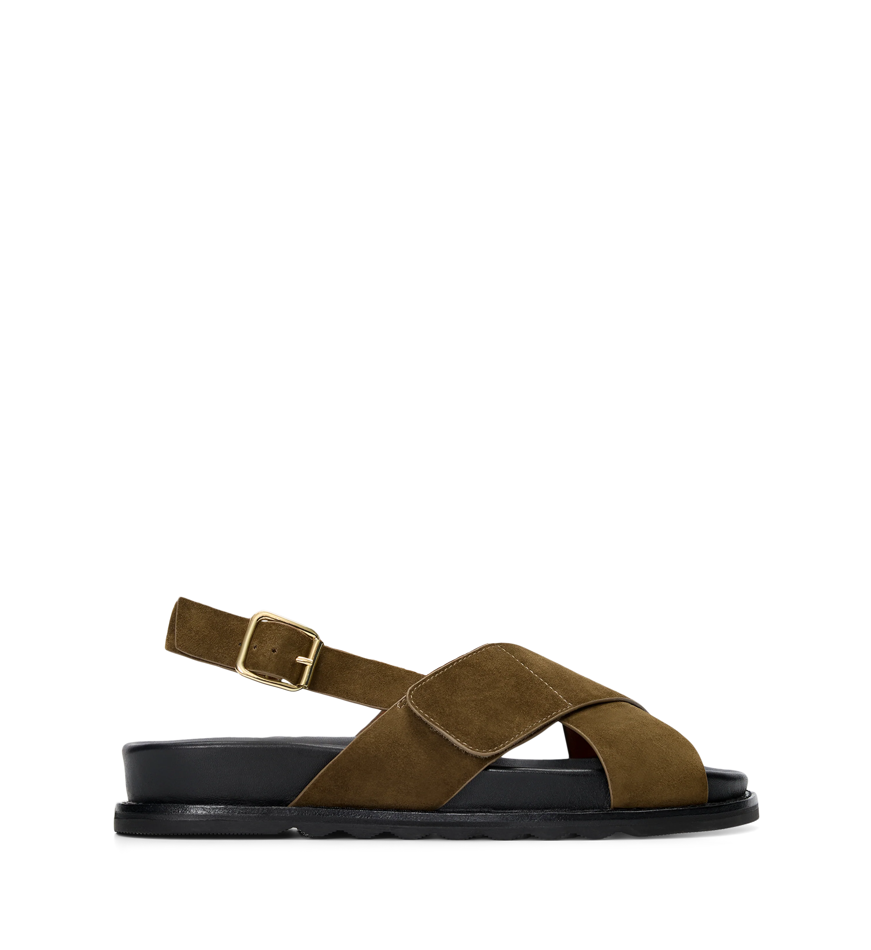 Lari Olive Green Suede Chunky Sandals
