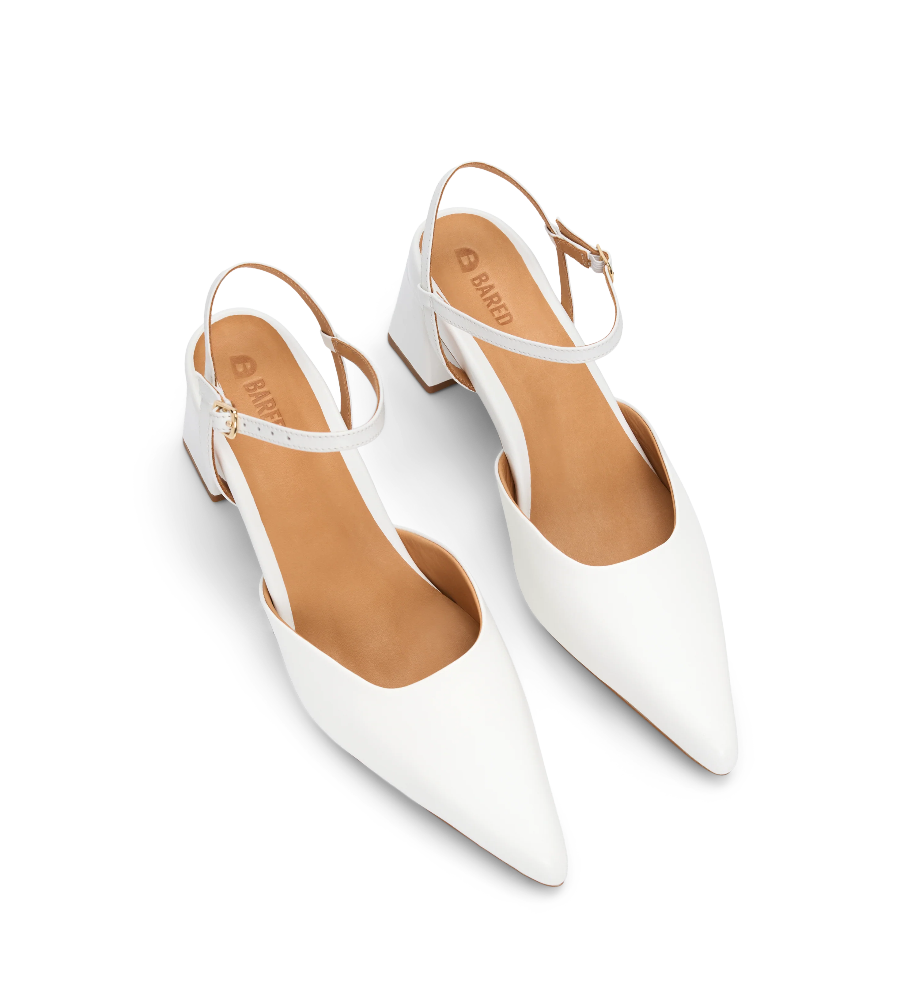 Calandra White Leather Closed Toe Heels