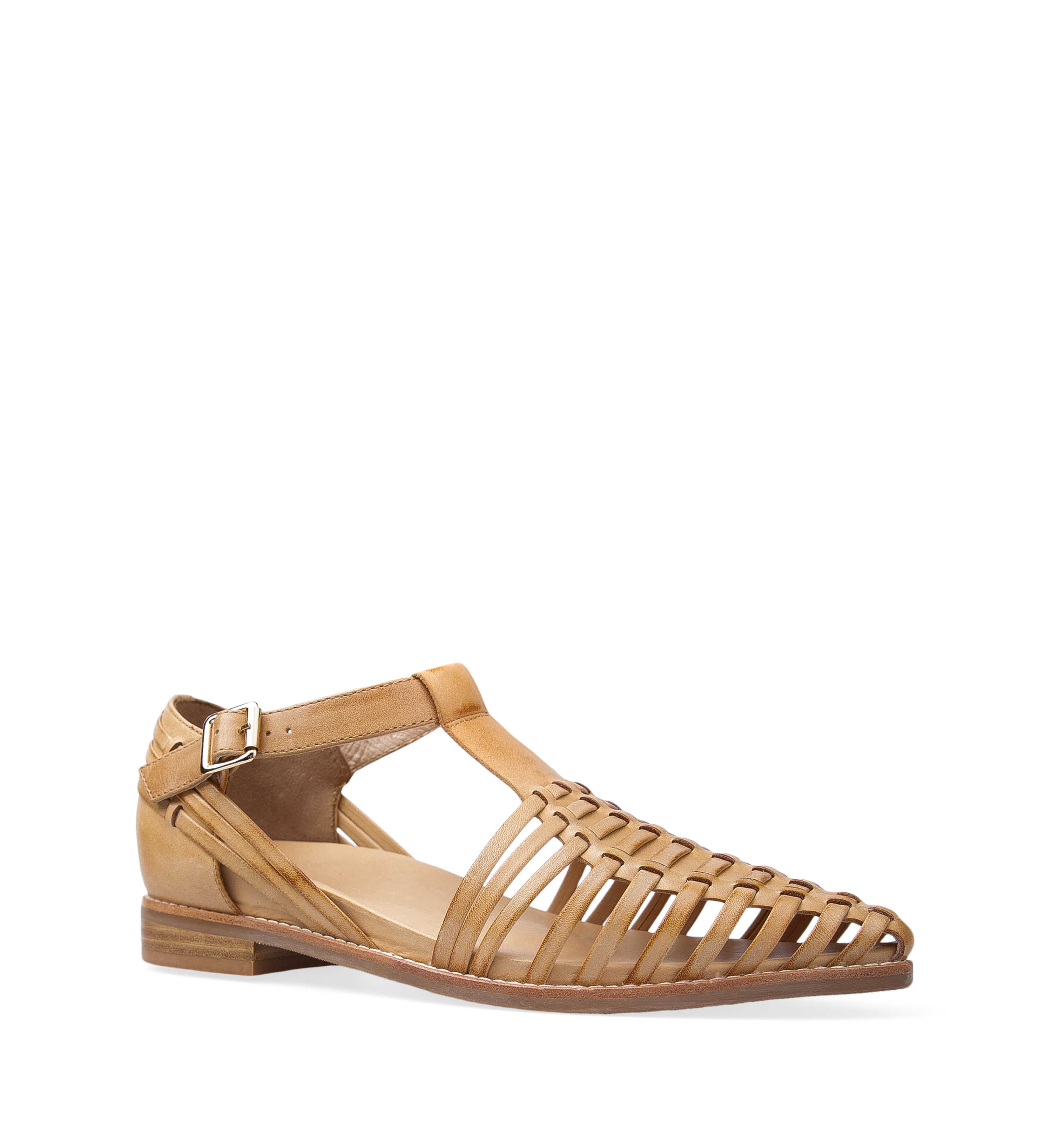 Honeyguide Tan Leather Woven Sandals