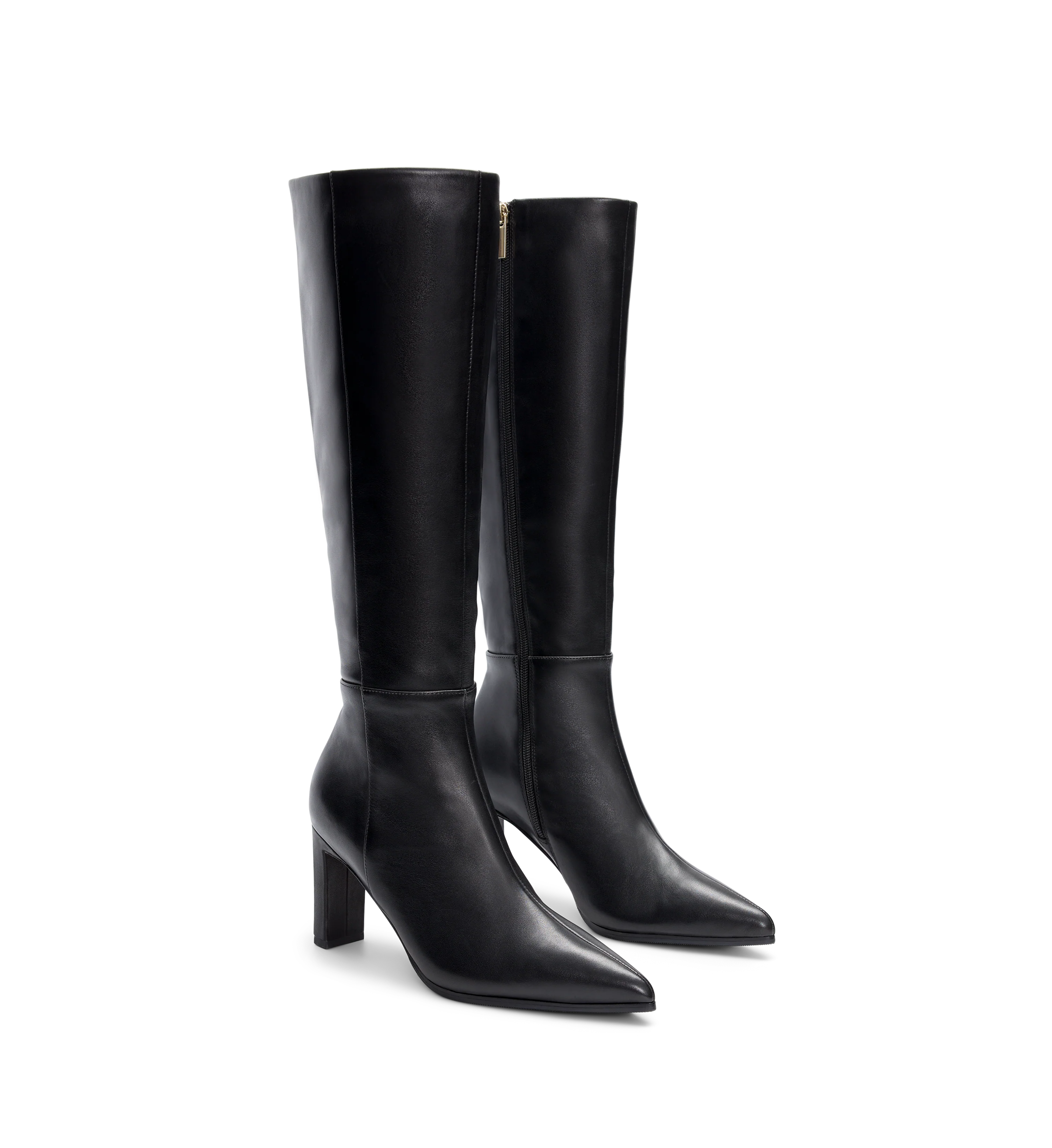 Pandion Black Leather Knee High Boots
