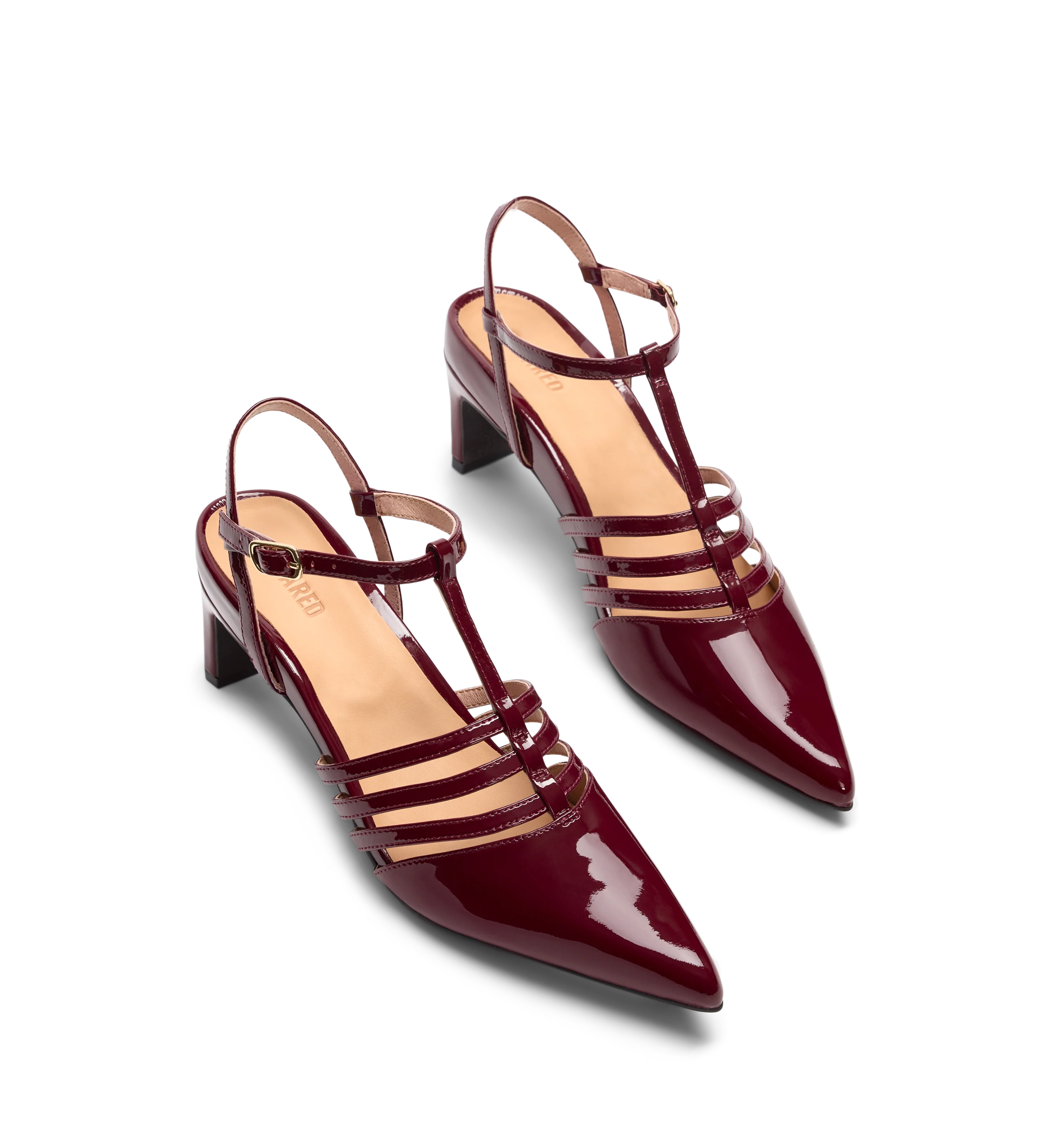 Calliope Dark Cherry Red Patent Leather Low Heels