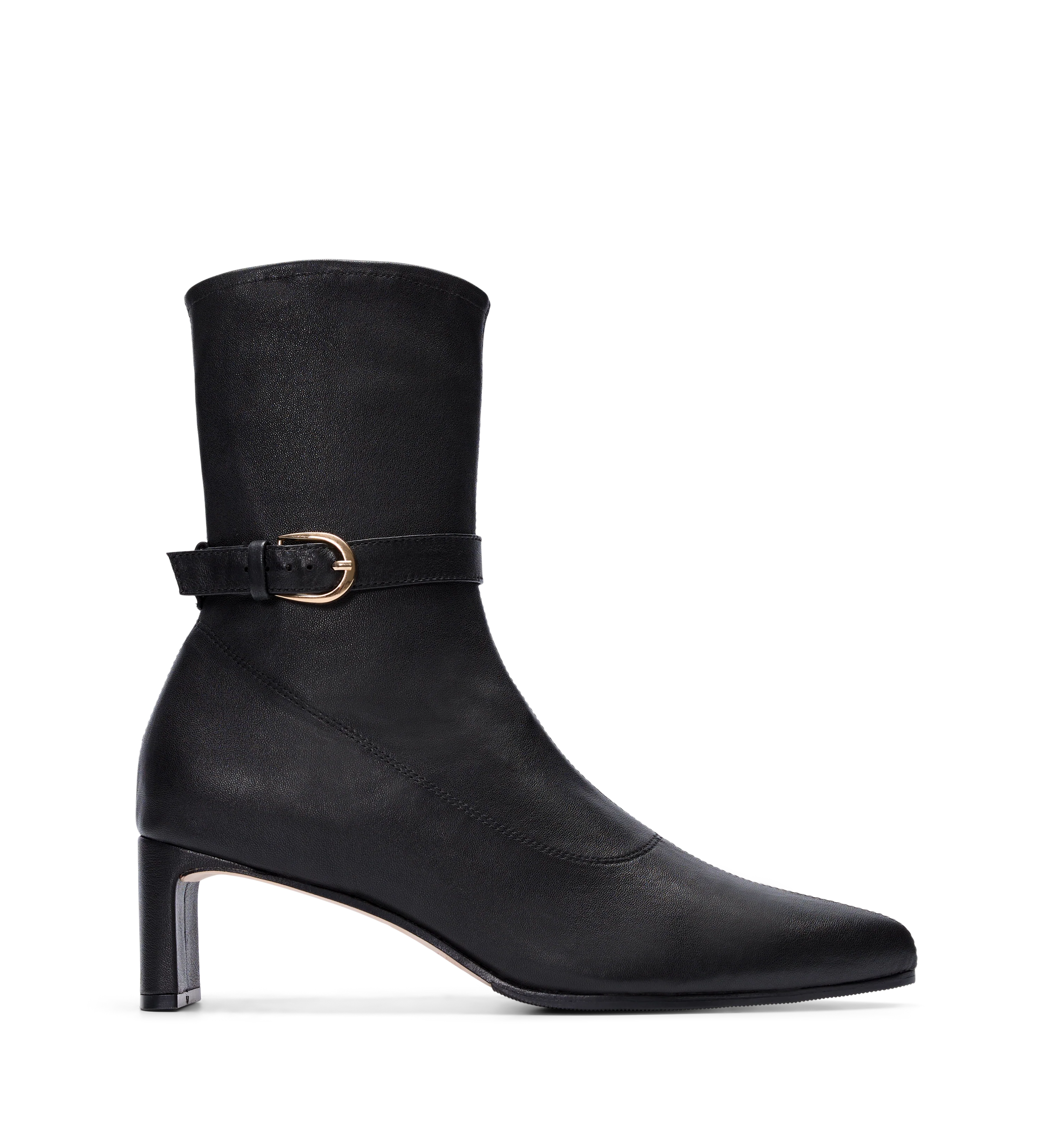 Trocaz Black Stretch Leather Heeled Boots