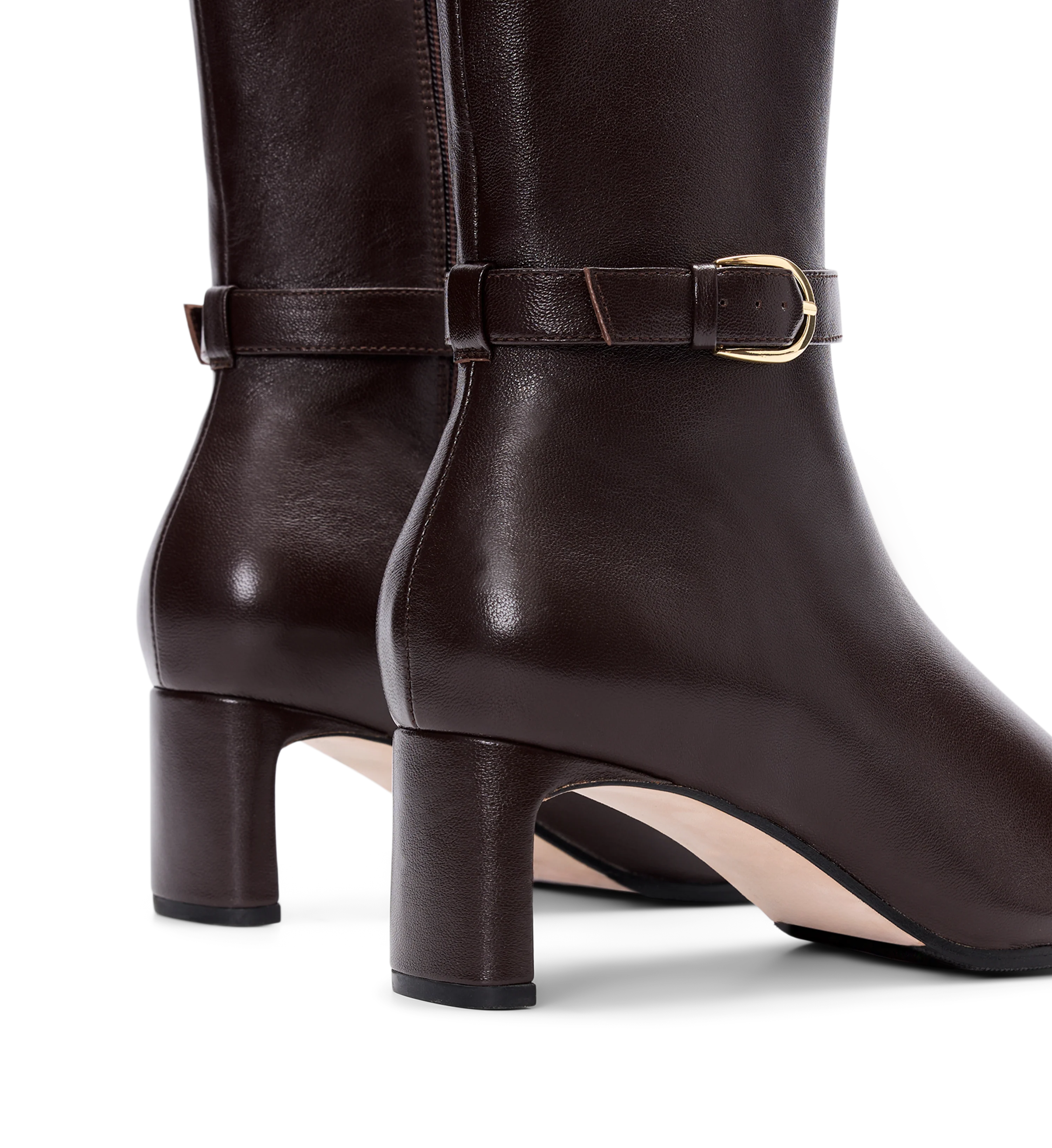 Trocaz Chocolate Brown Leather Heeled Boots