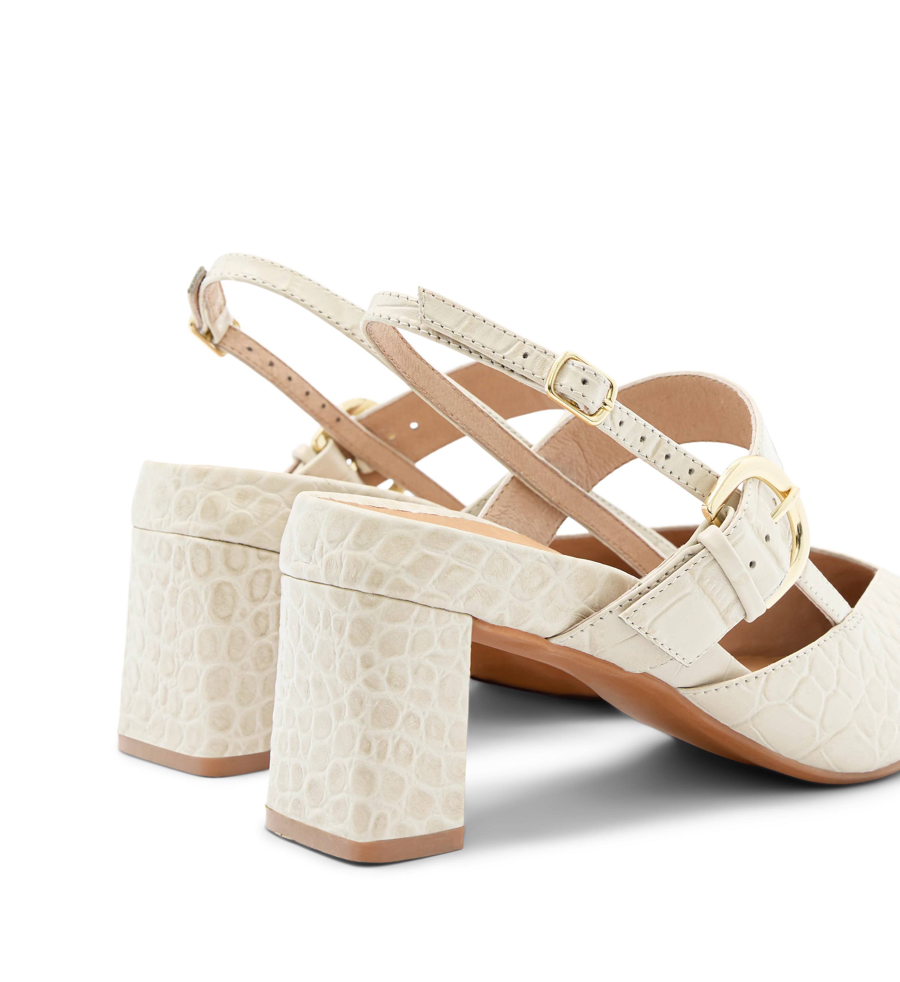 Lancebill Chai Croc Emboss Leather Low Heels