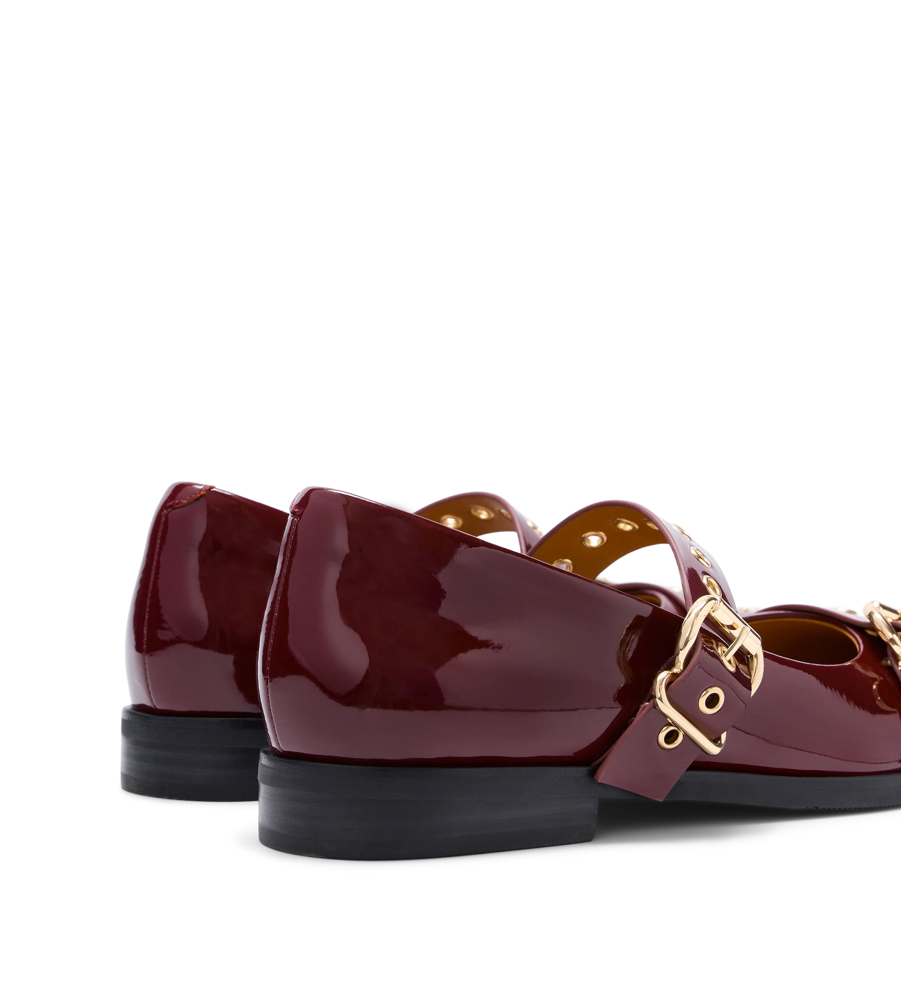 Rissa Dark Cherry Red Patent Leather & Hardware Flats