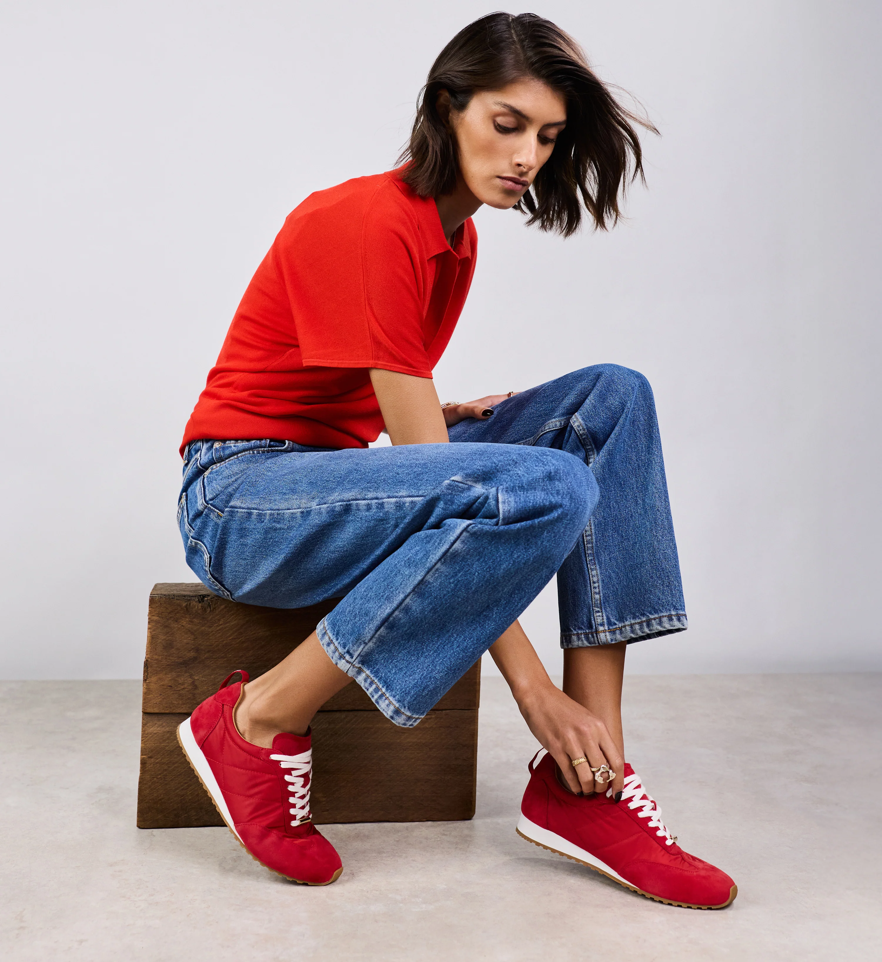 Gavia Poppy Red Ripstop & Suede Sneakers