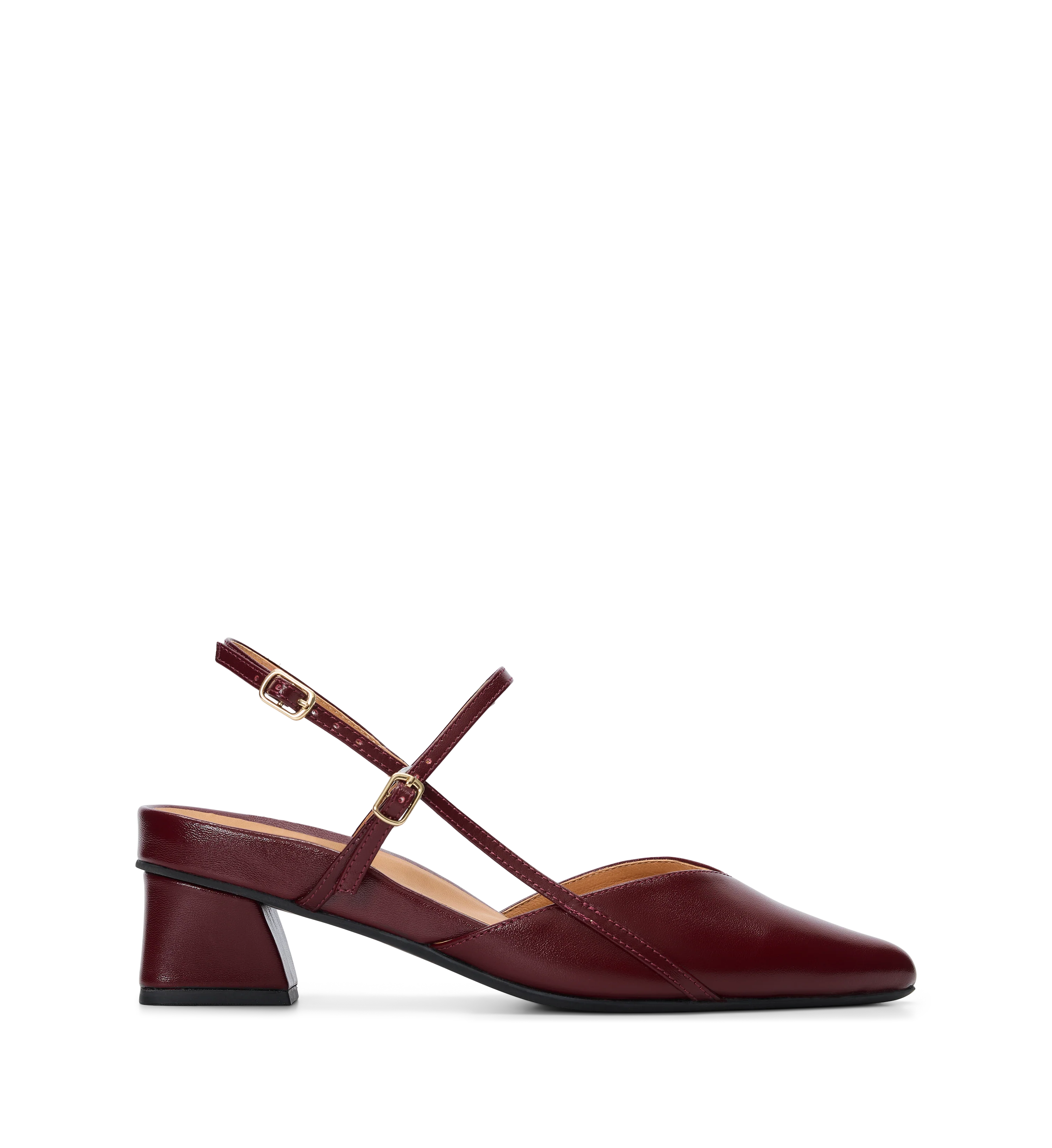 Nene 2 Dark Cherry Red Leather Low Heels