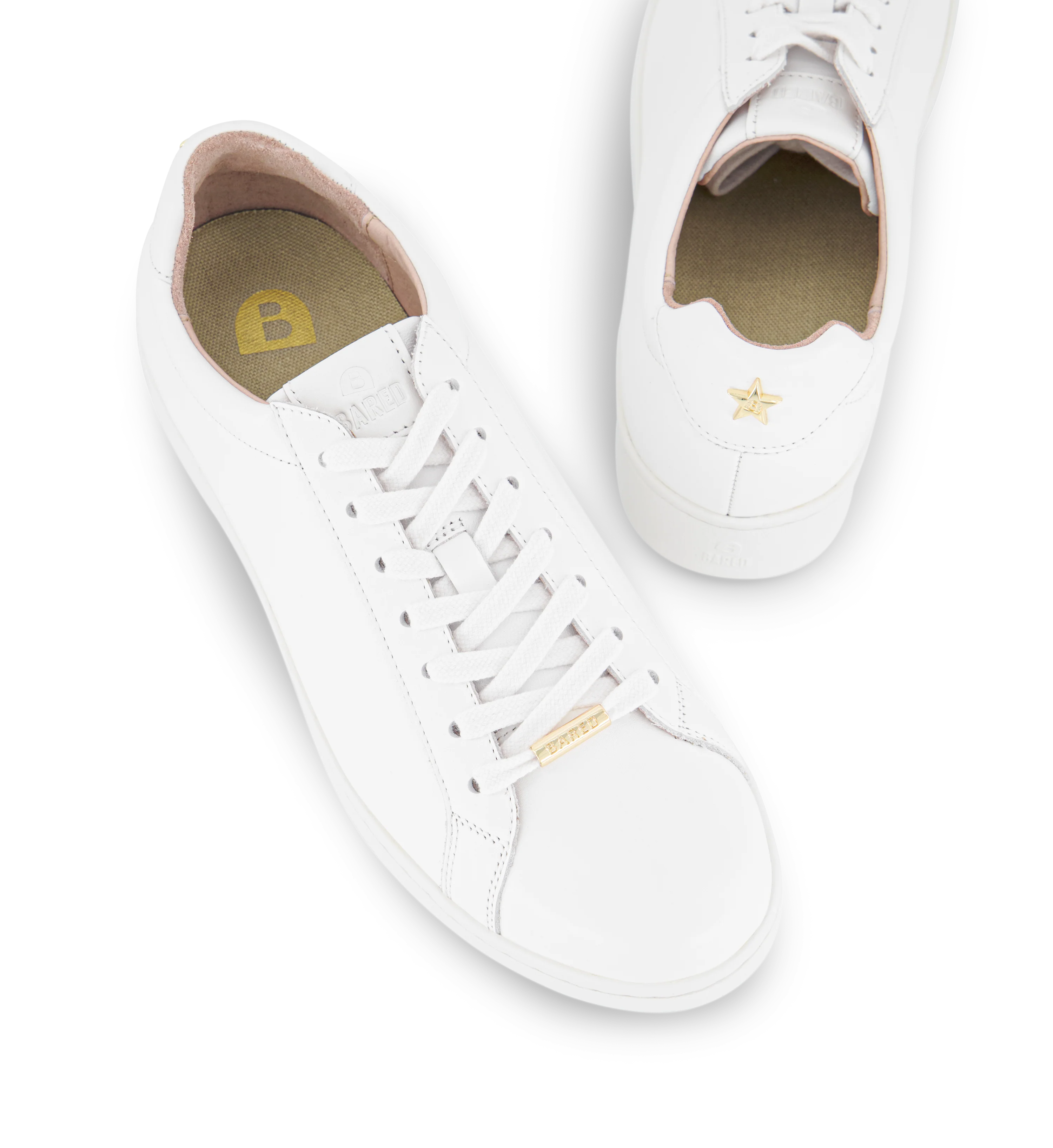Whimbrel White Leather & Gold Star Sneakers