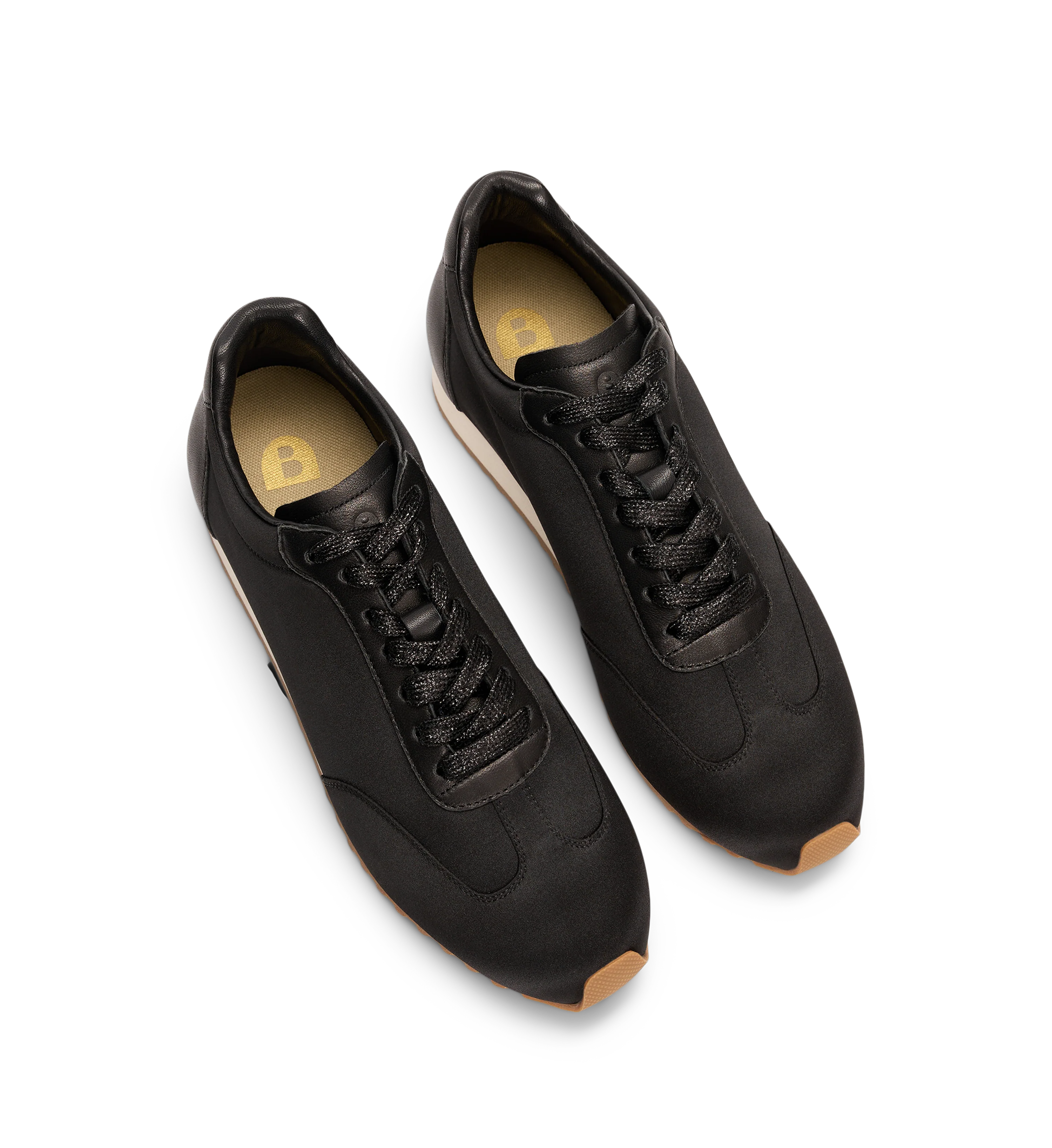 Gavia Black Satin Sneakers