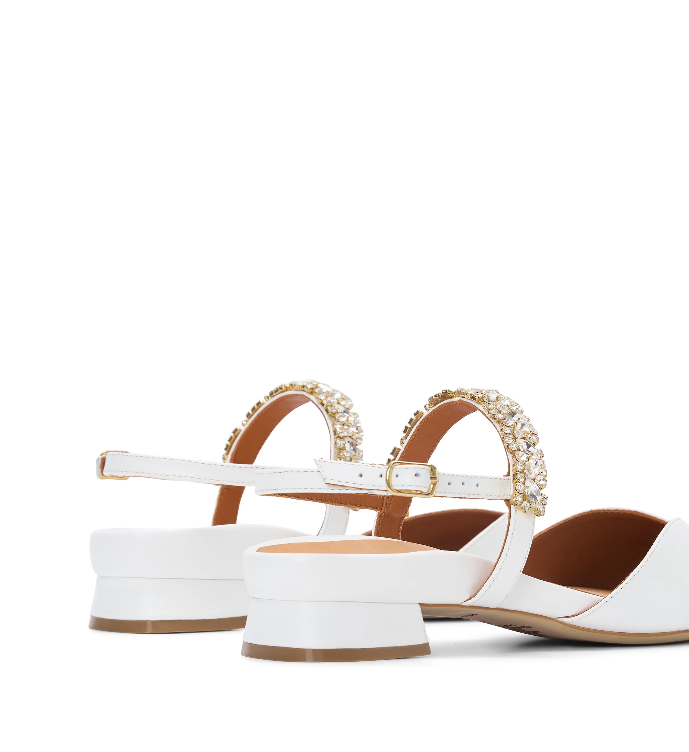 Riparia White Leather & Hardware Flats