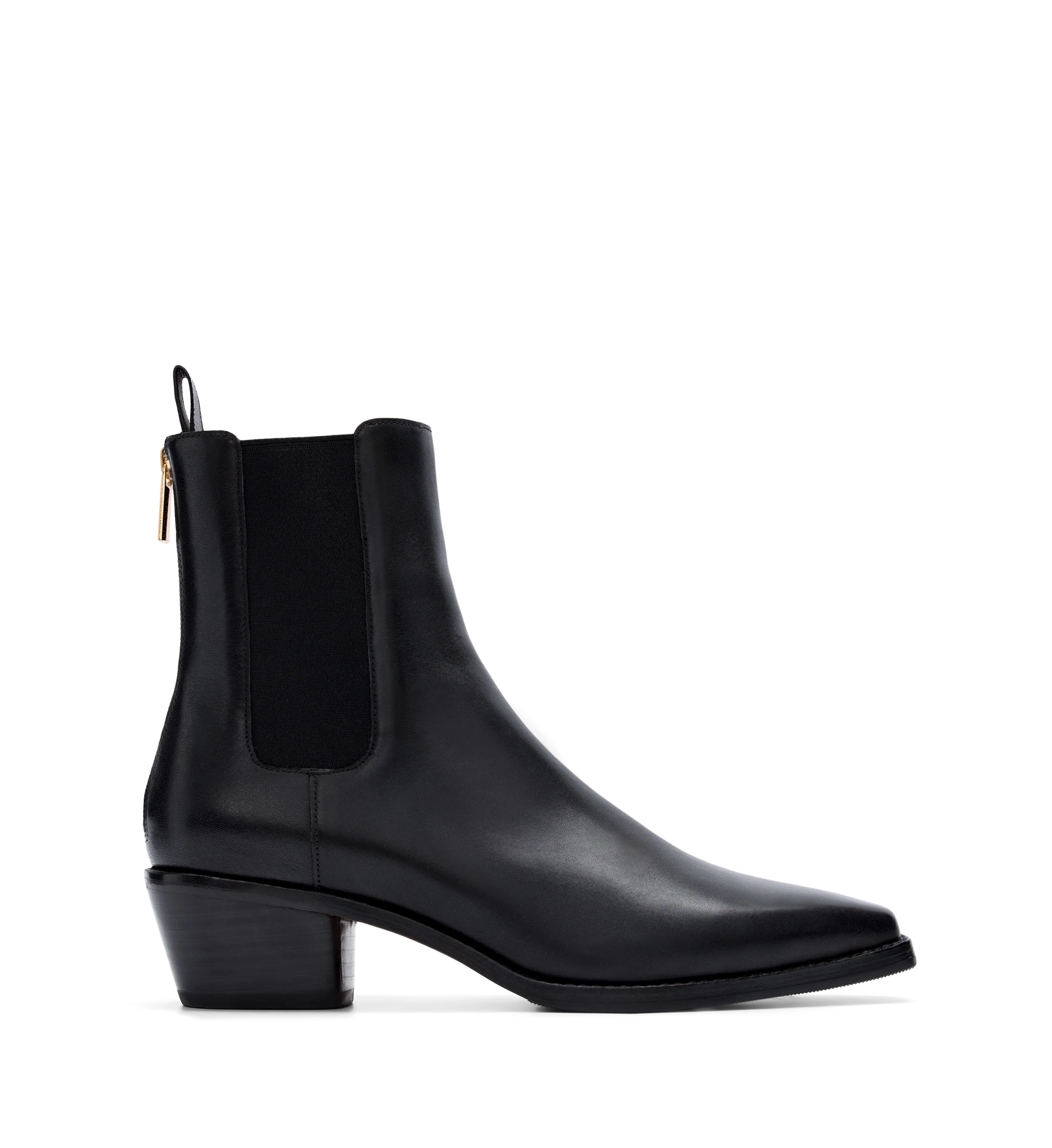 Vini Black Leather Heeled Boots
