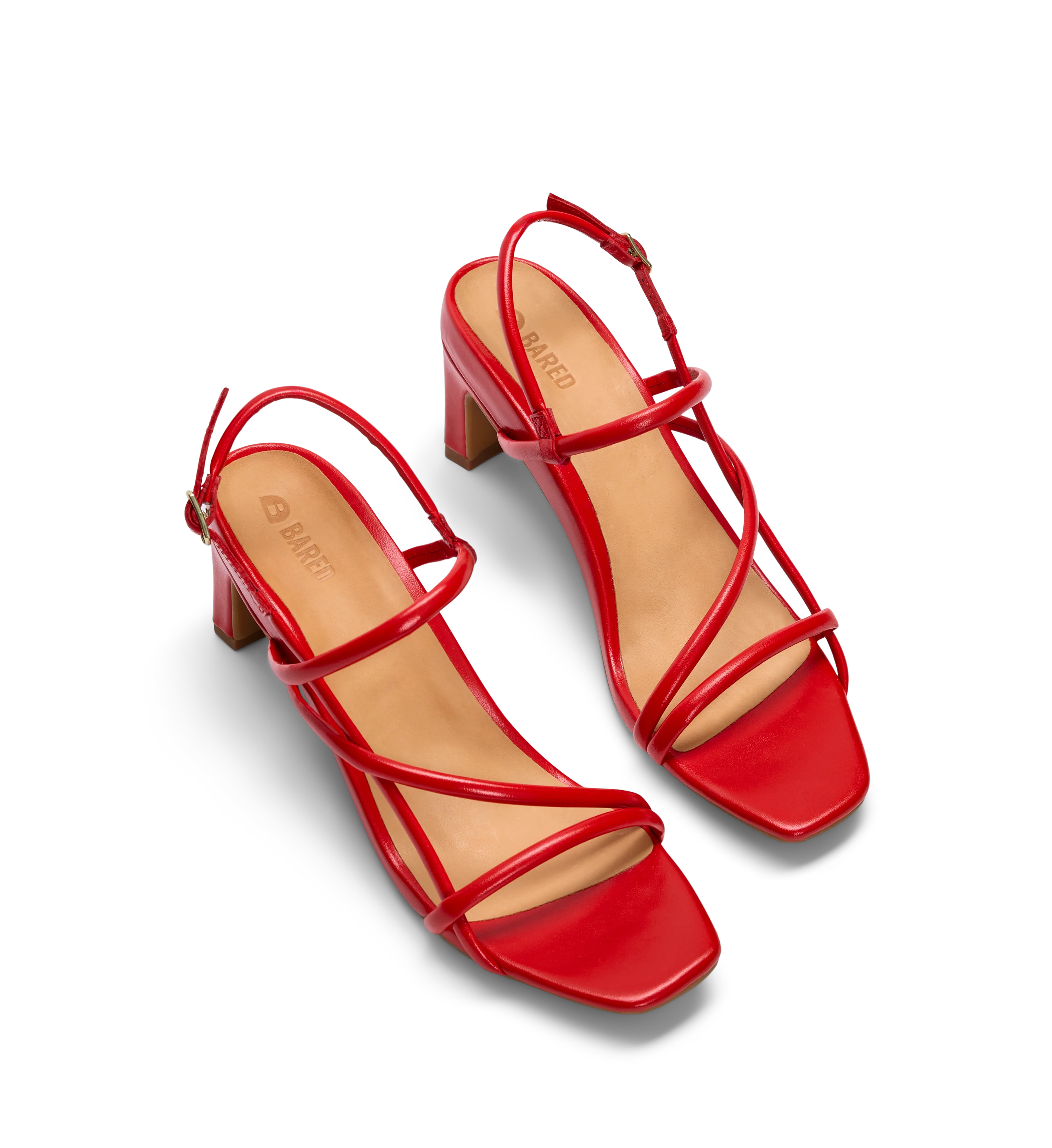 Towhee Poppy Red Leather Low Heels