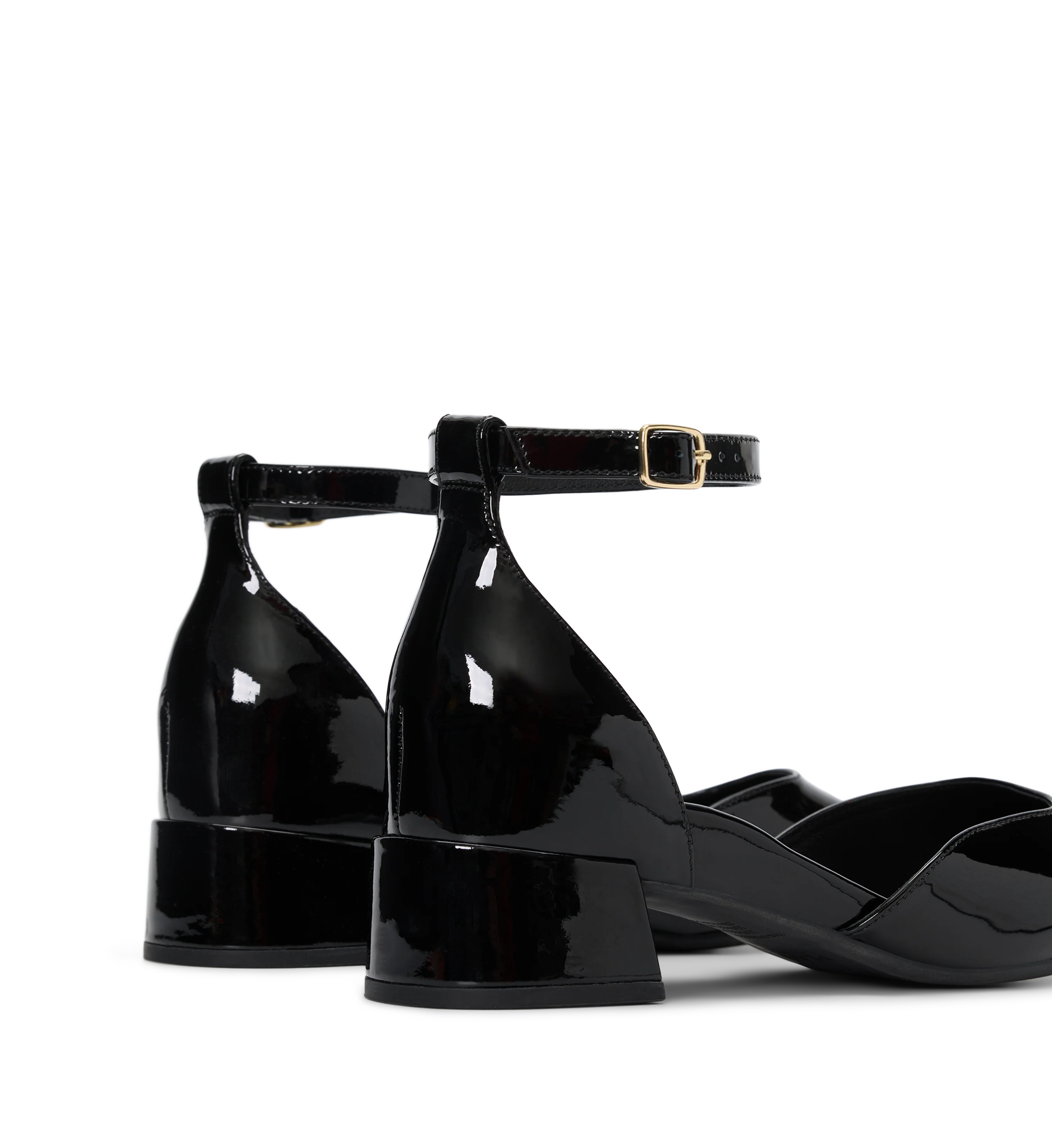 Buttonquail Black Patent Leather Low Heels