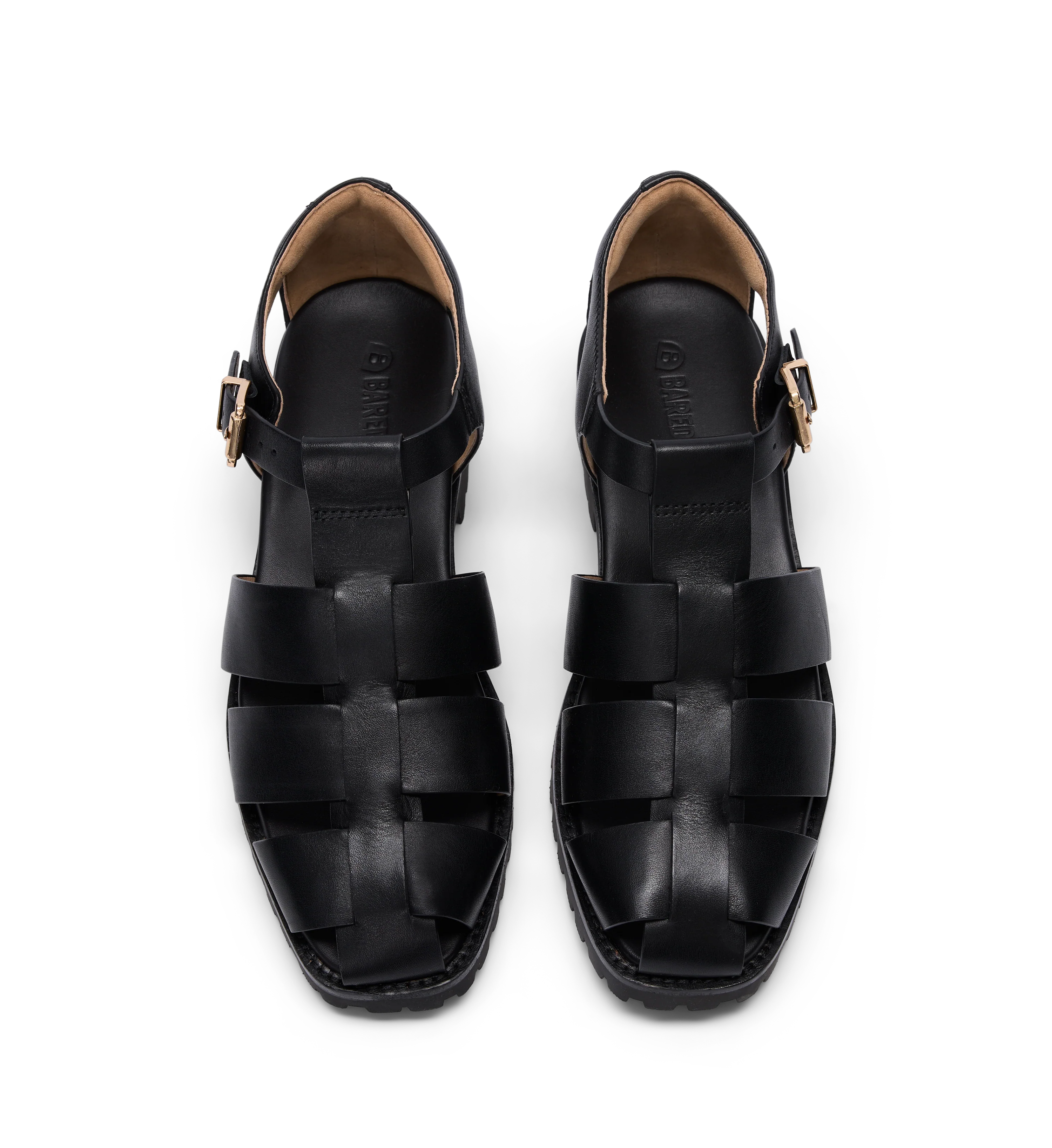 Crossbill Black Leather Chunky Sandals