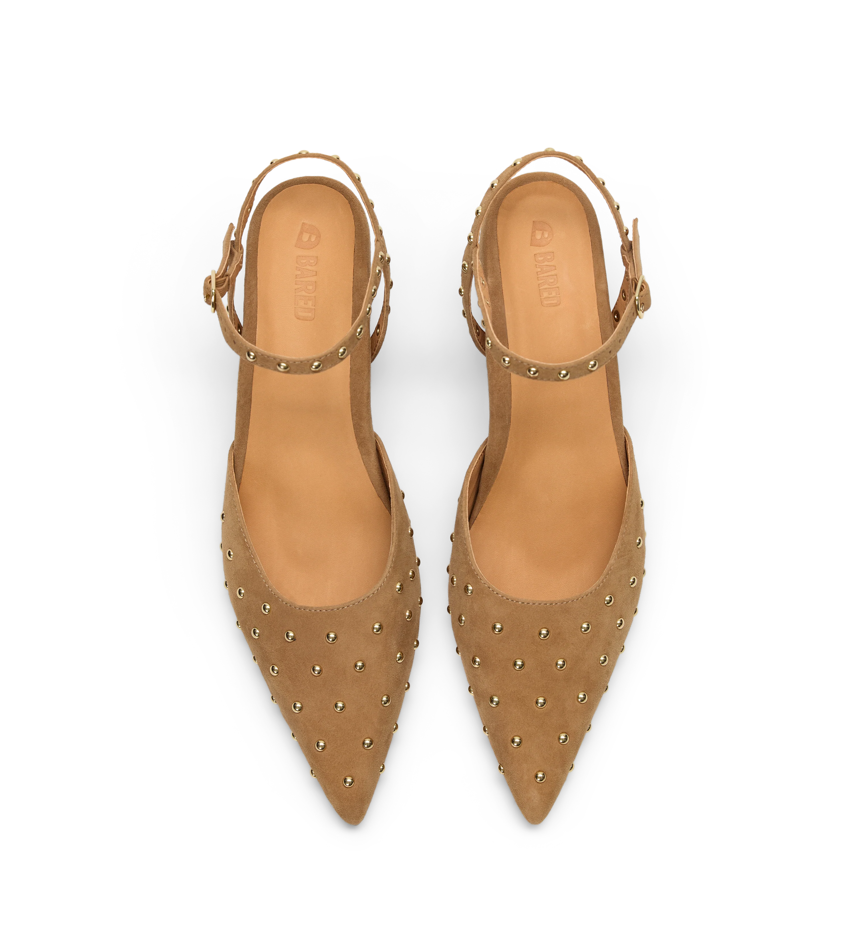 Cygnini Light Tan Suede & Hardware Low Heels