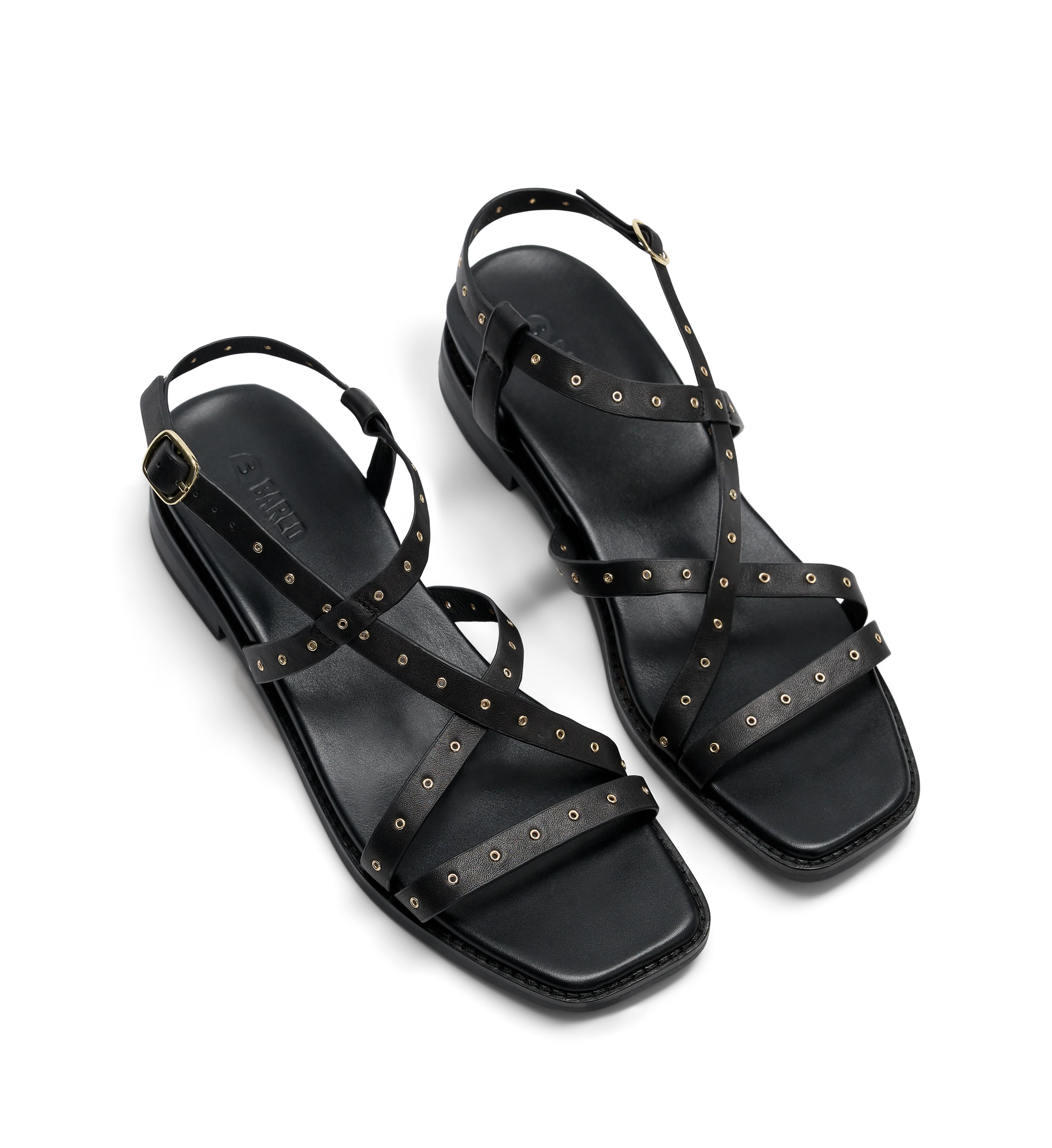 Wrentit Black Leather & Hardware Sandals