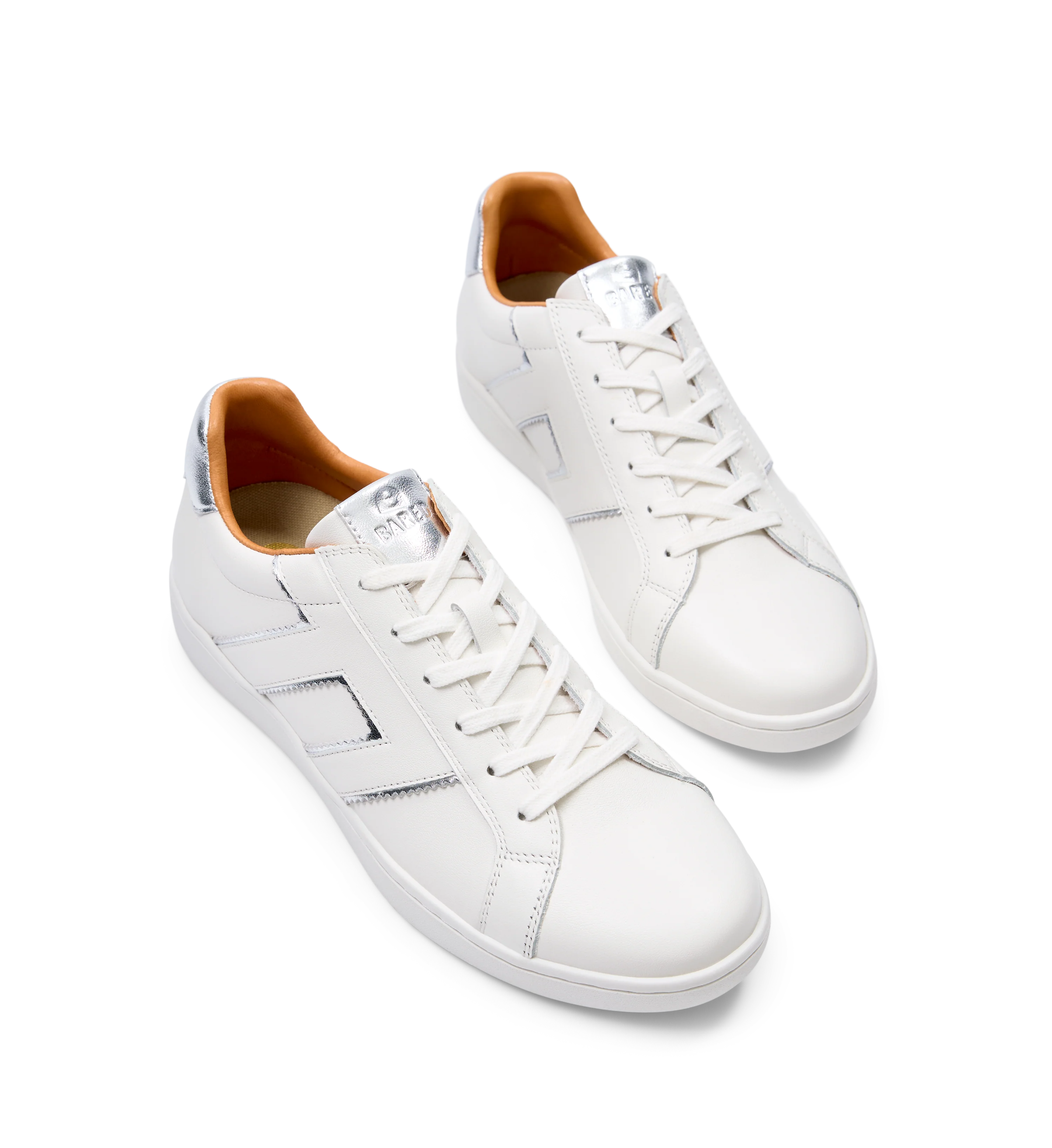 Carib White & Silver Leather Sneakers