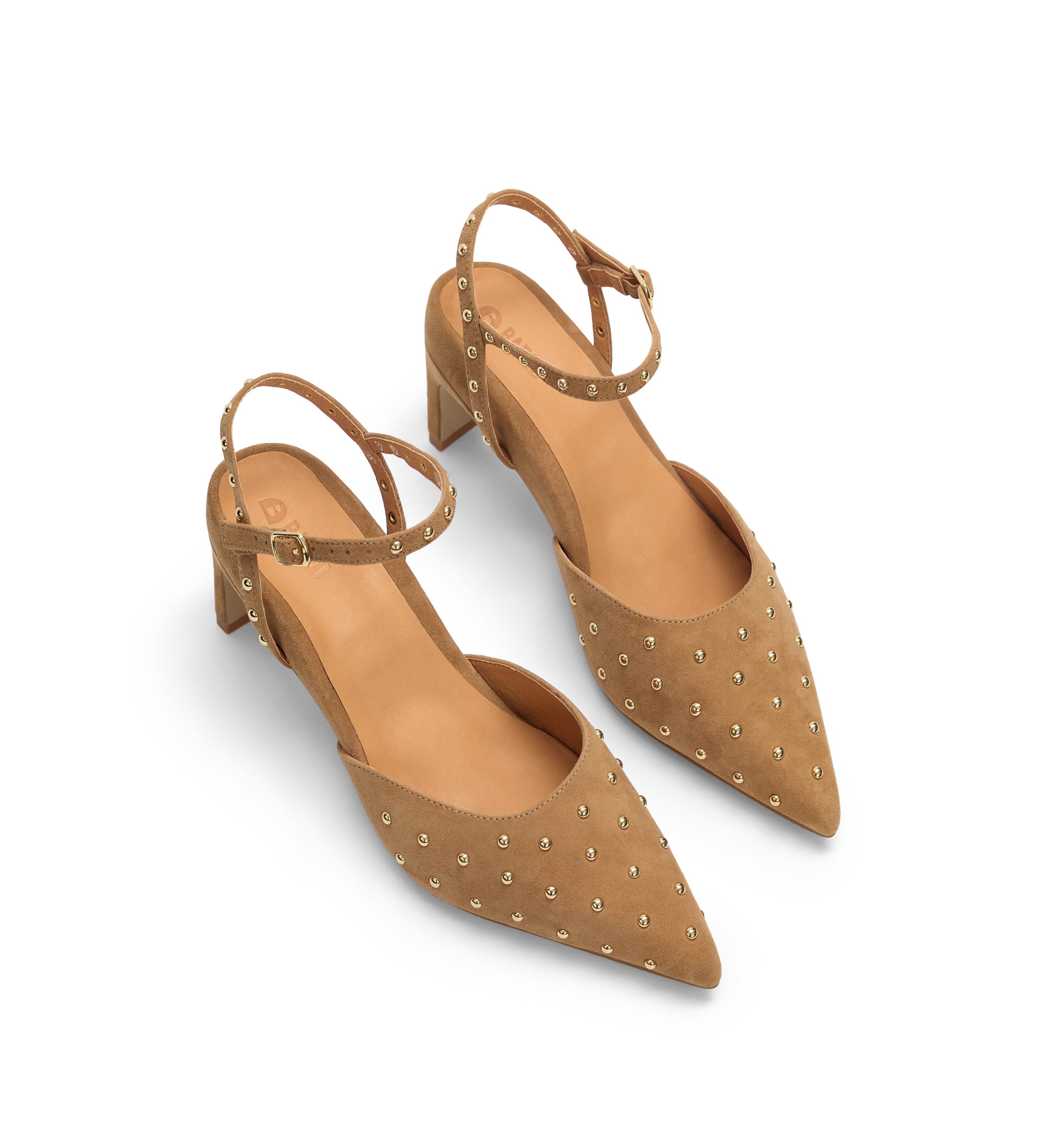 Cygnini Light Tan Suede & Hardware Low Heels
