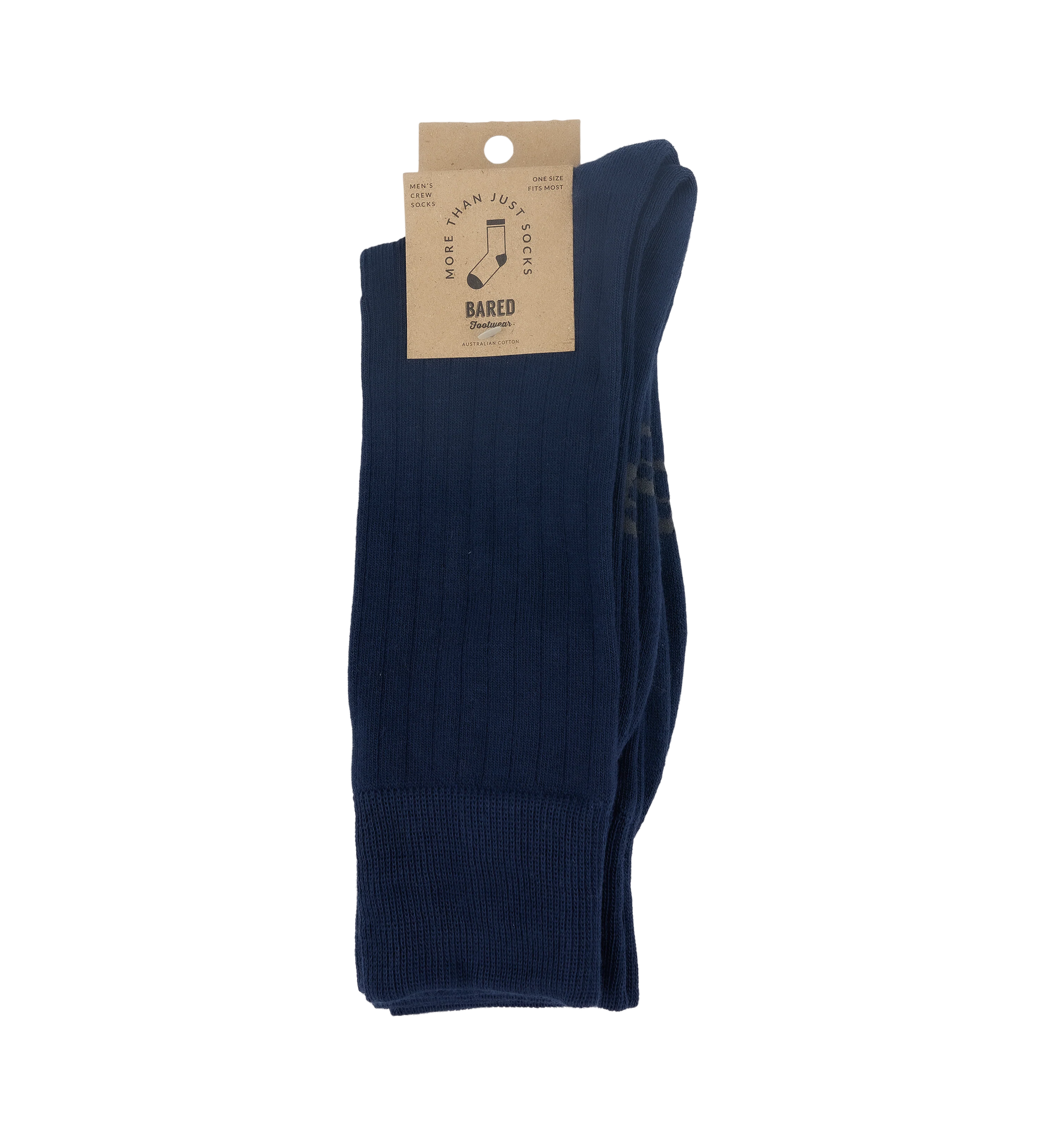 Mens Crew Socks 2pk Navy Cotton Blend
