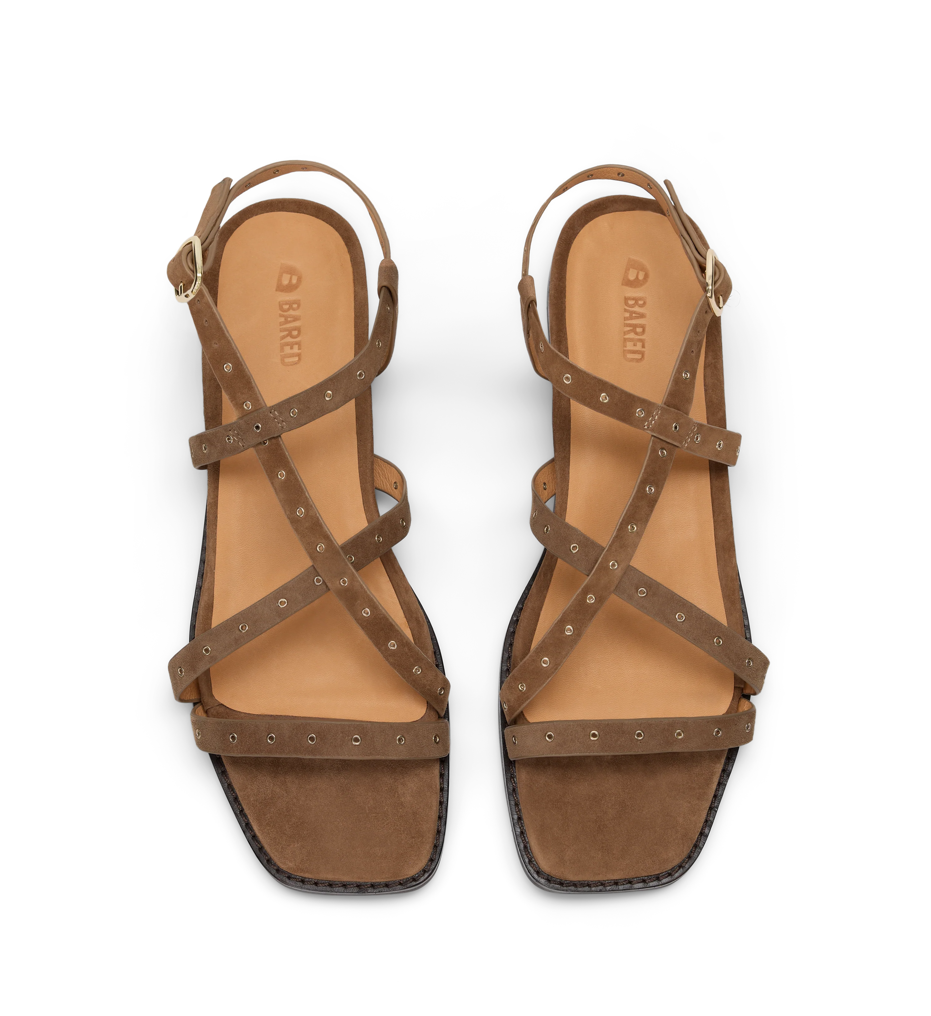 Wrentit Coffee Tan Suede & Hardware Sandals