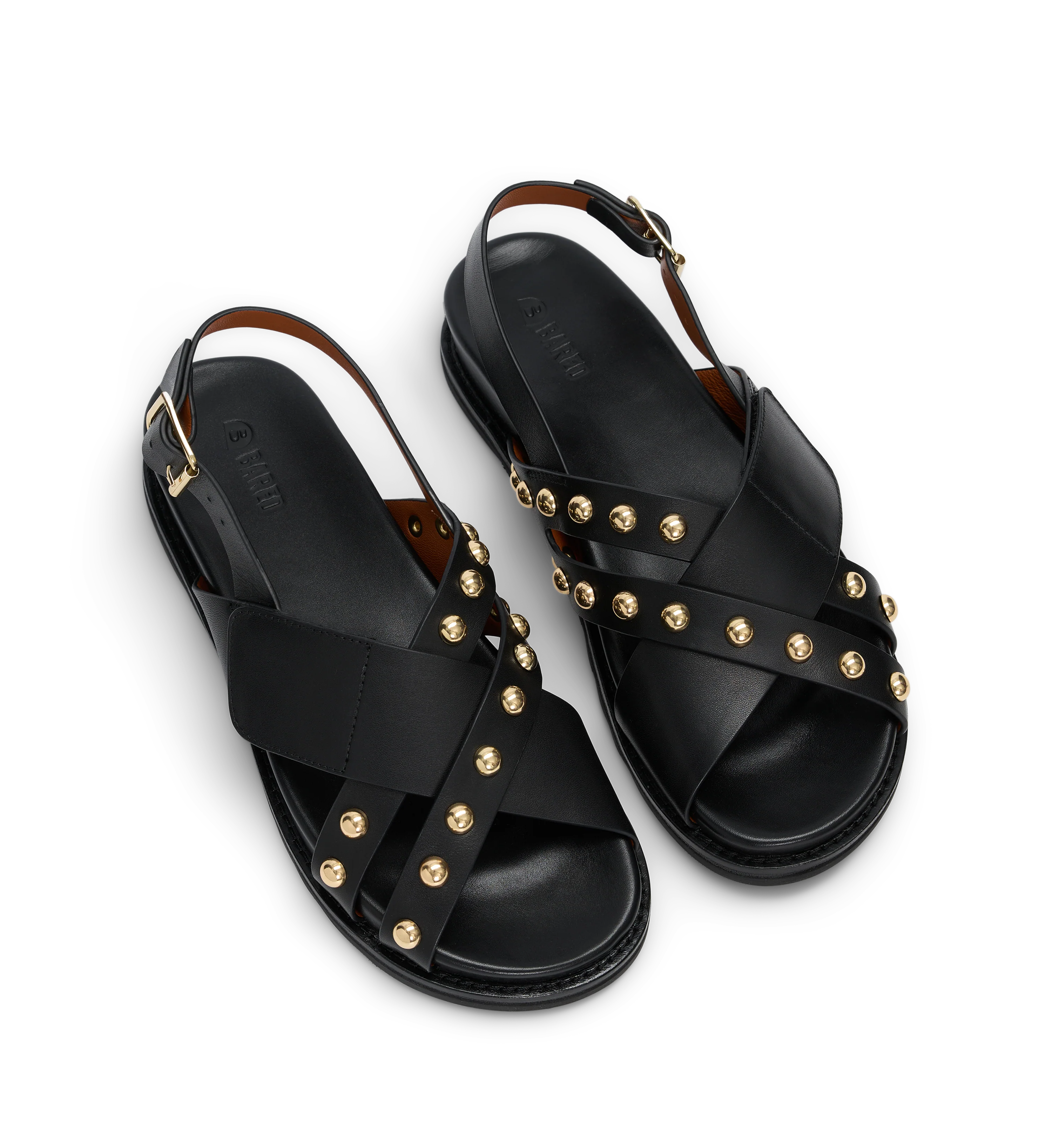 Spindalis Black Leather & Hardware Chunky Sandals