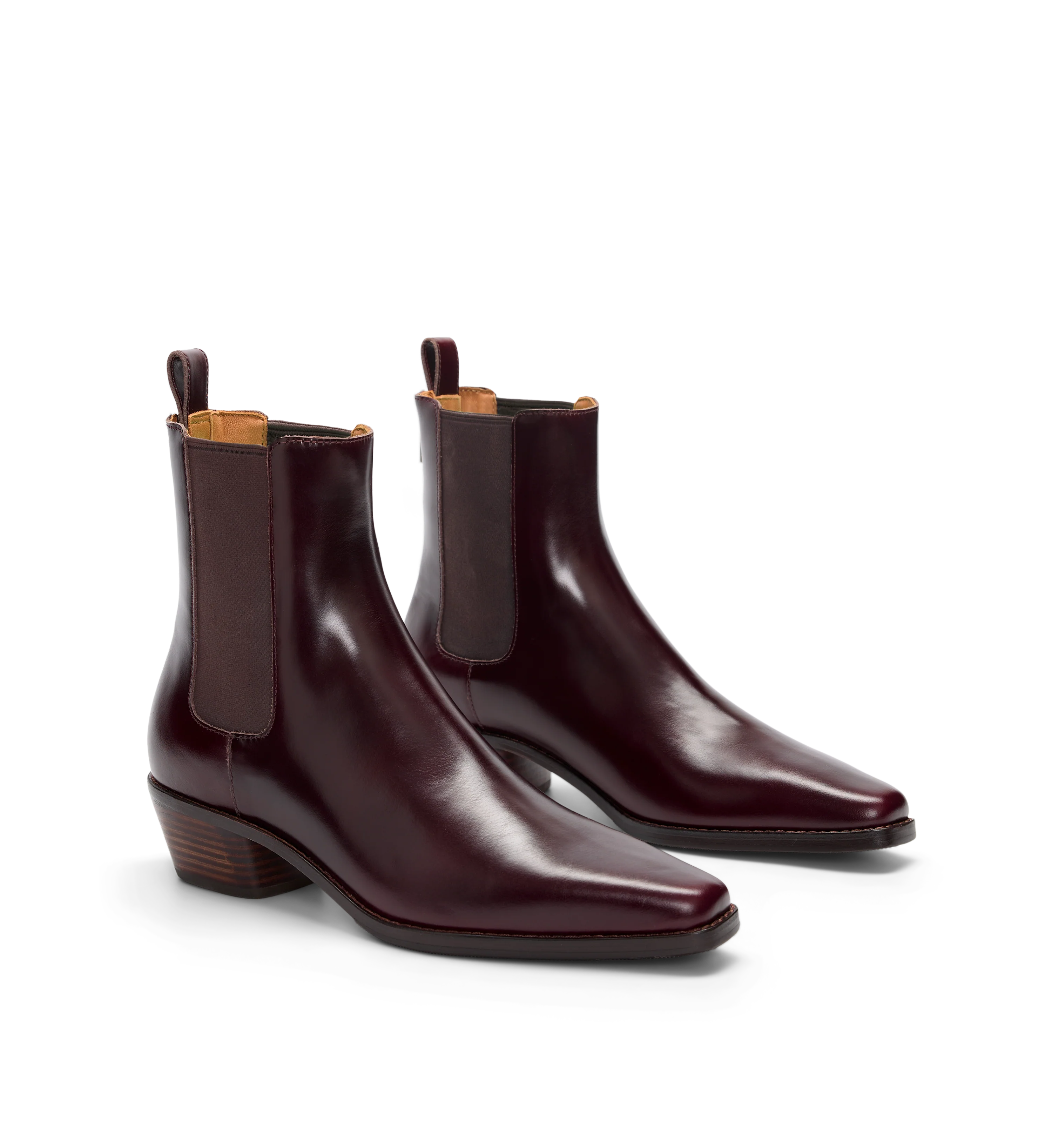 Vini Mahogany Brown Boxed Leather Heeled Boots