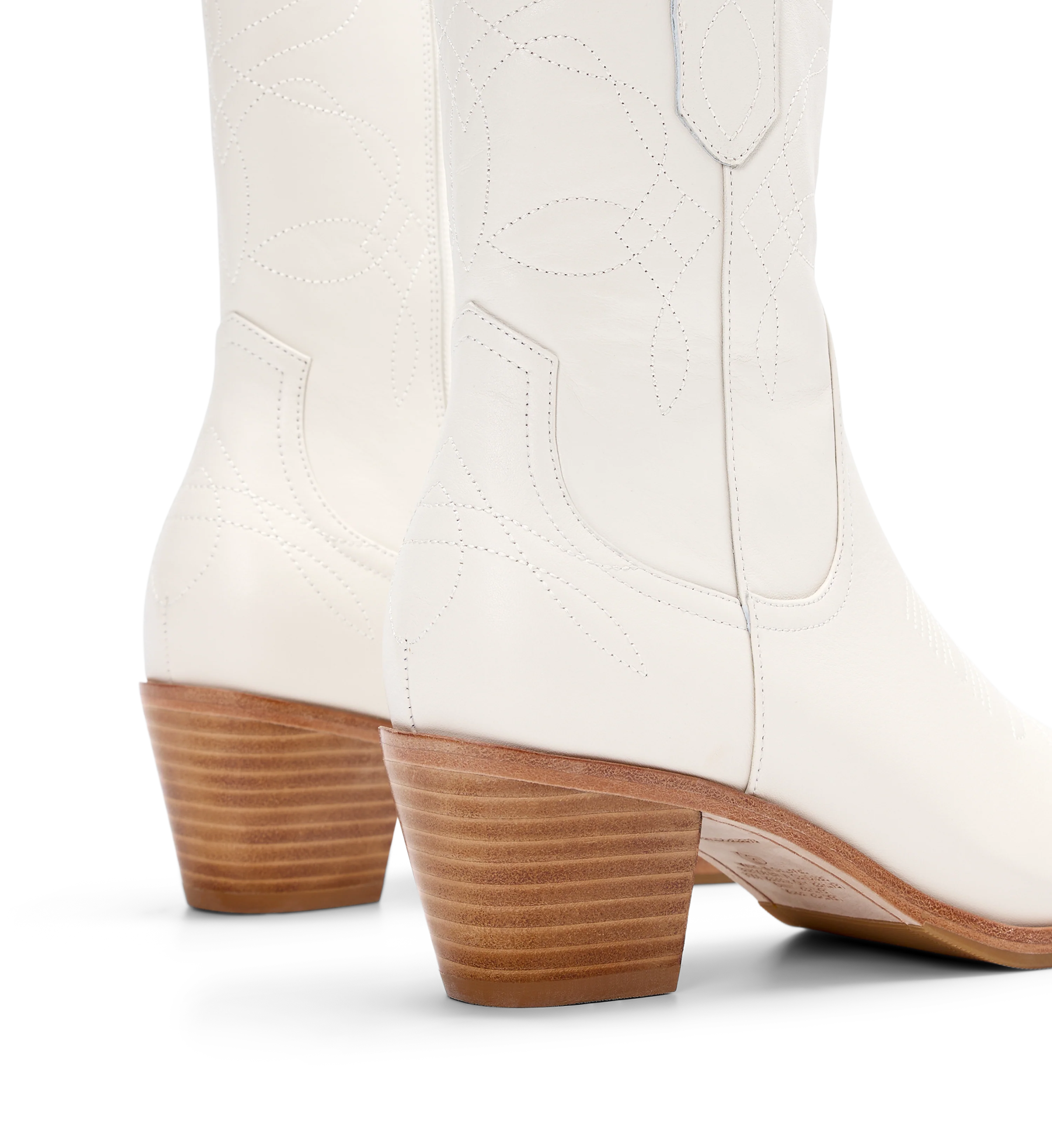 Strix Off White Leather Heeled Boots