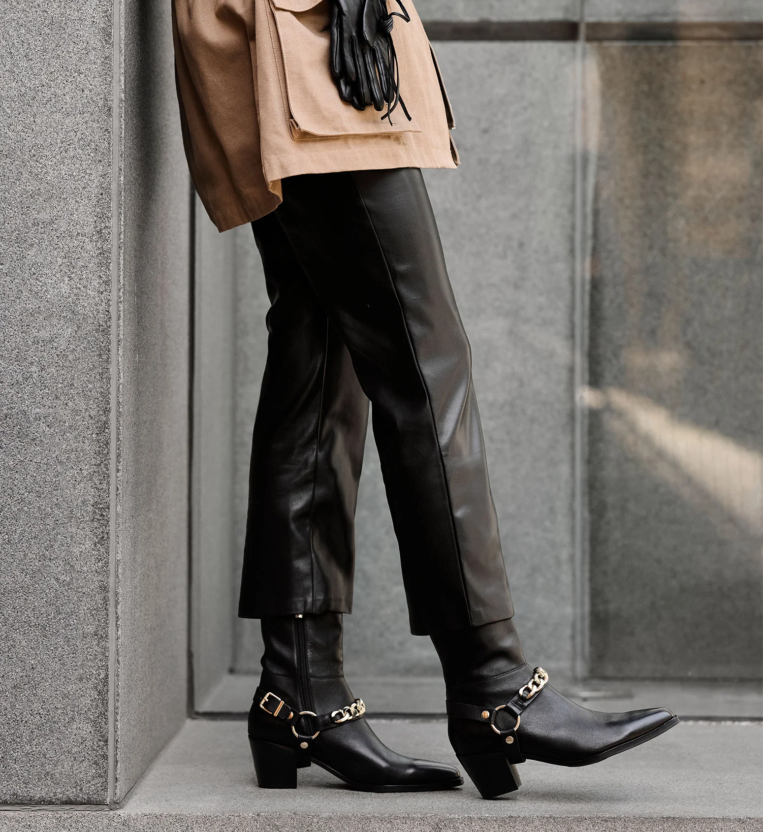 Boot Harness Black Leather