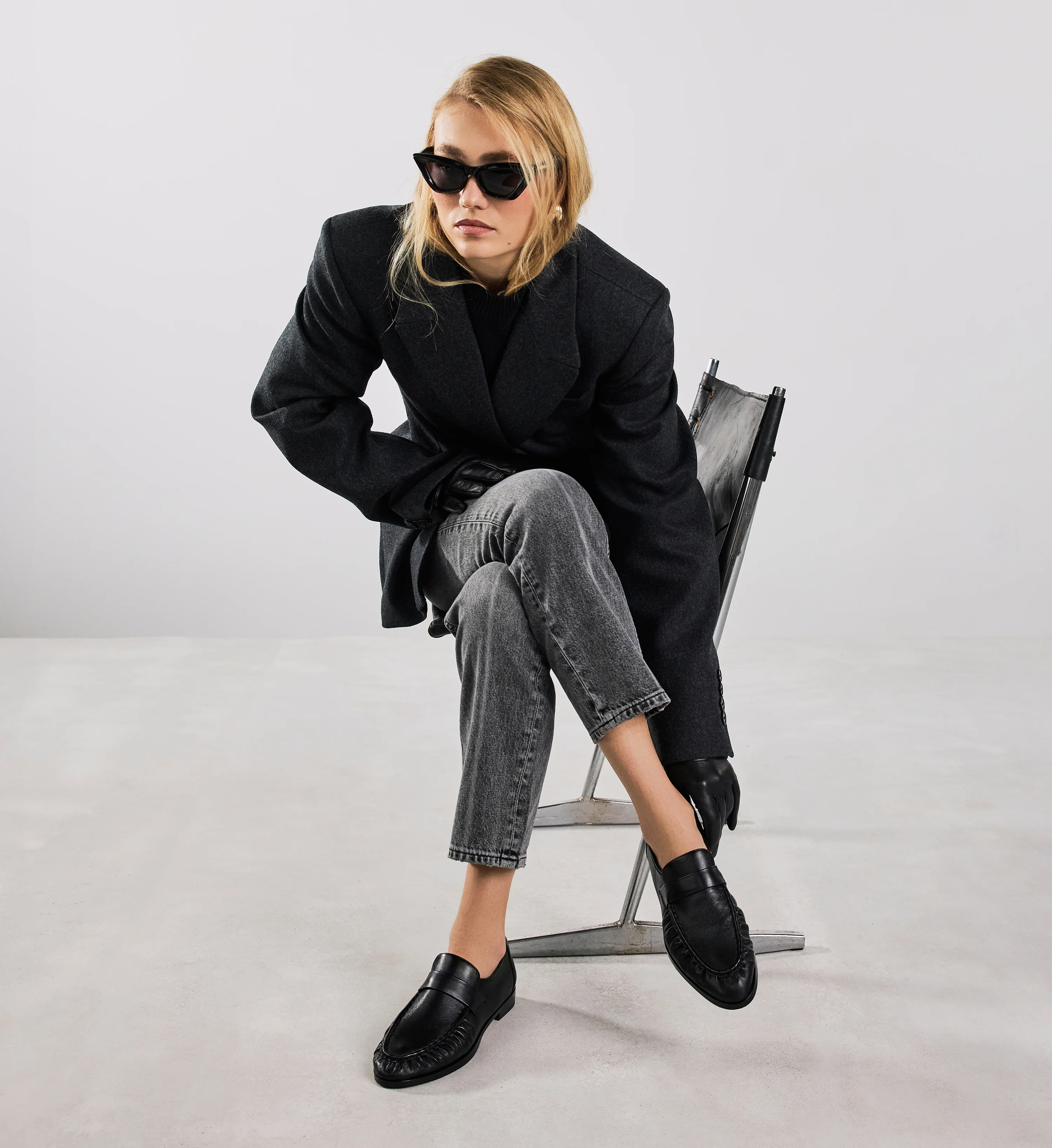 Chauna Black Leather Loafers