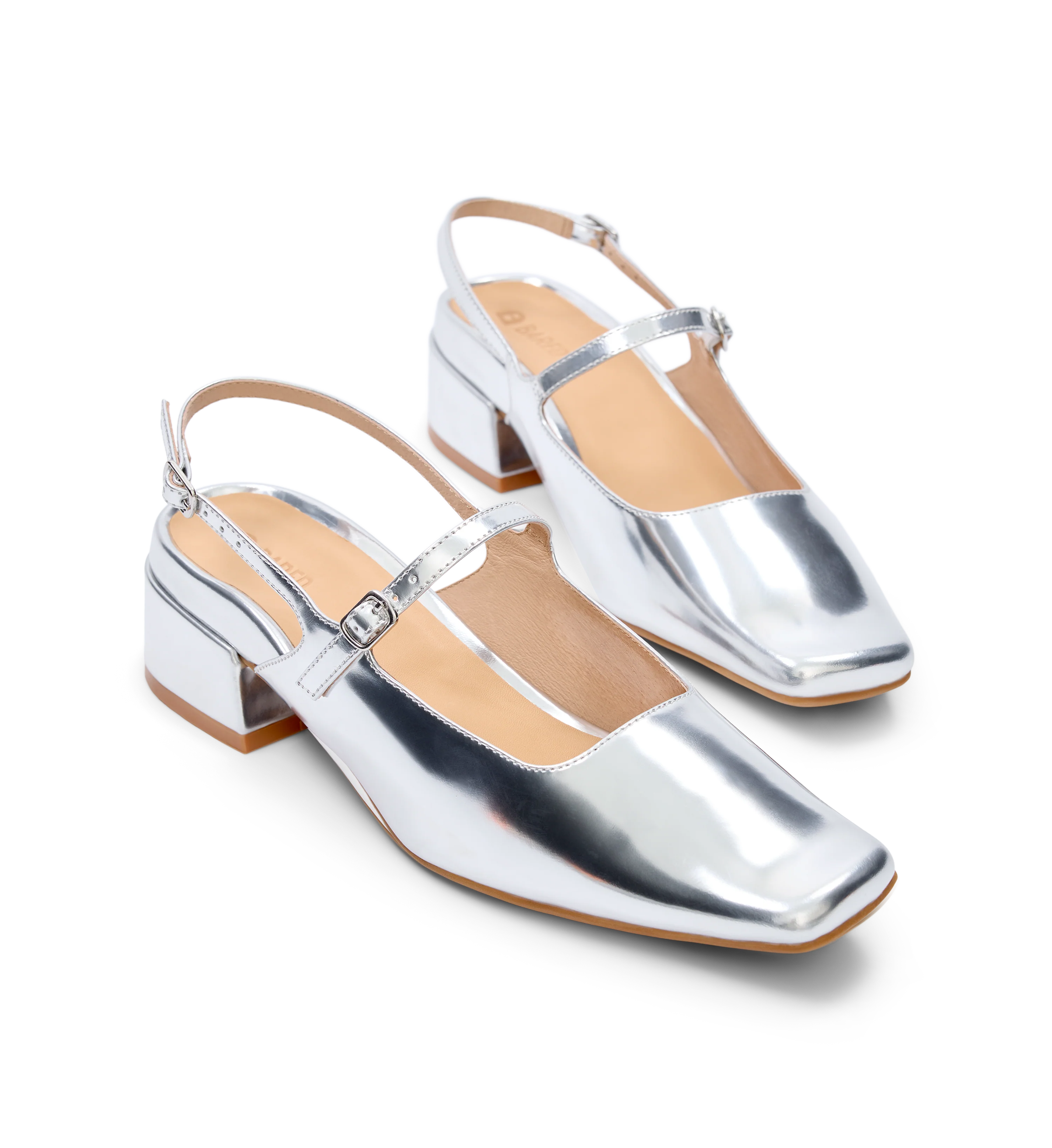 Myza Silver Patent Leather Low Heels