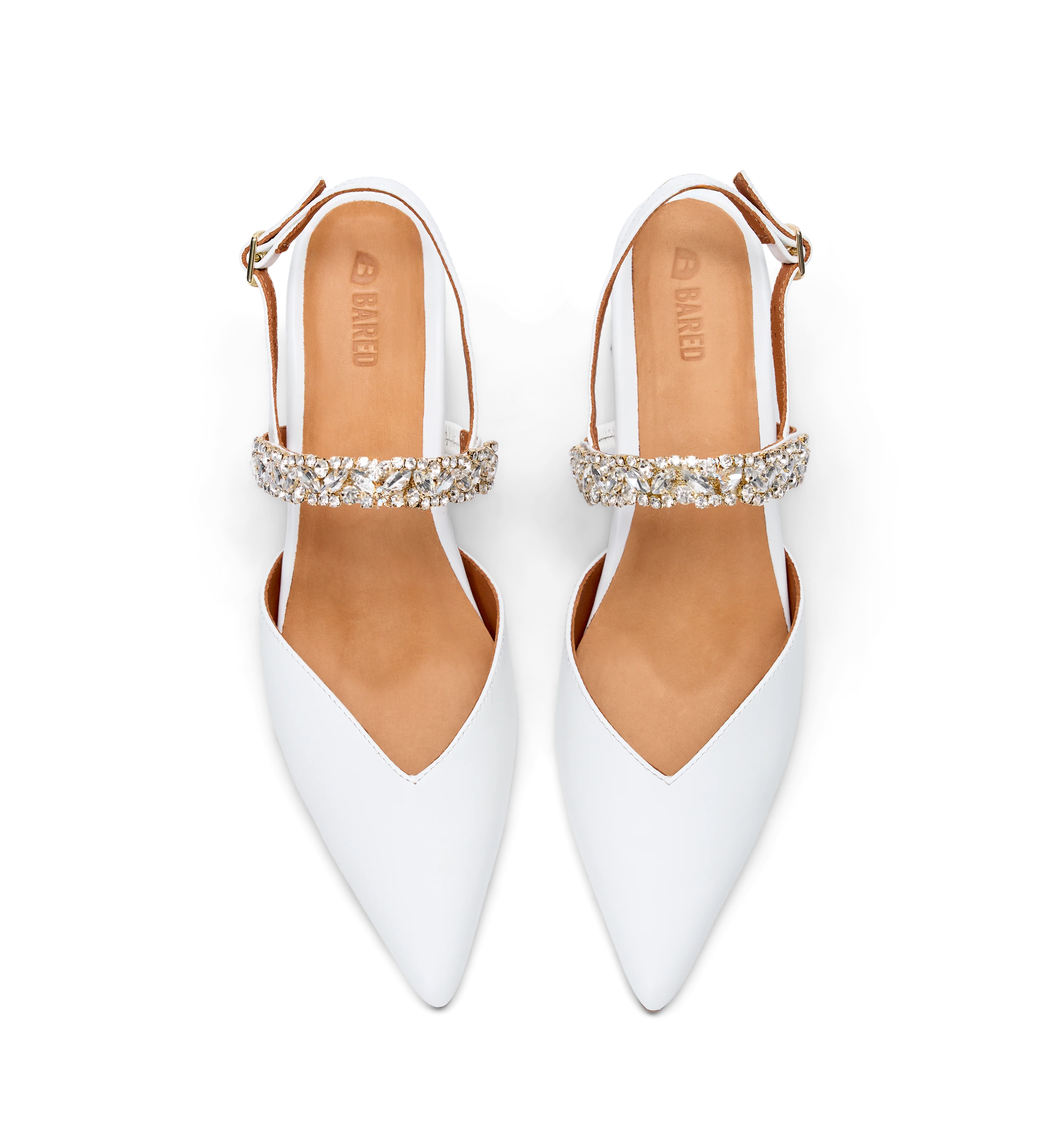 Snowfinch White Leather & Hardware Low Heels