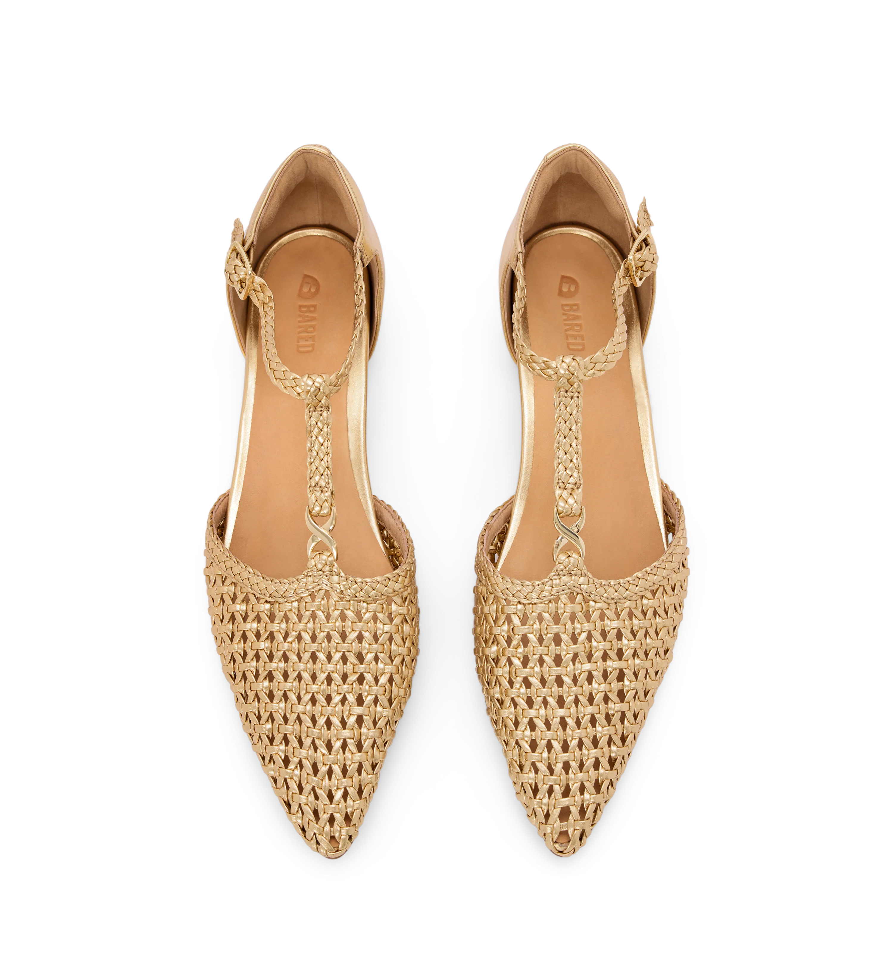 Avocet Gold Woven Leather & Hardware Flats