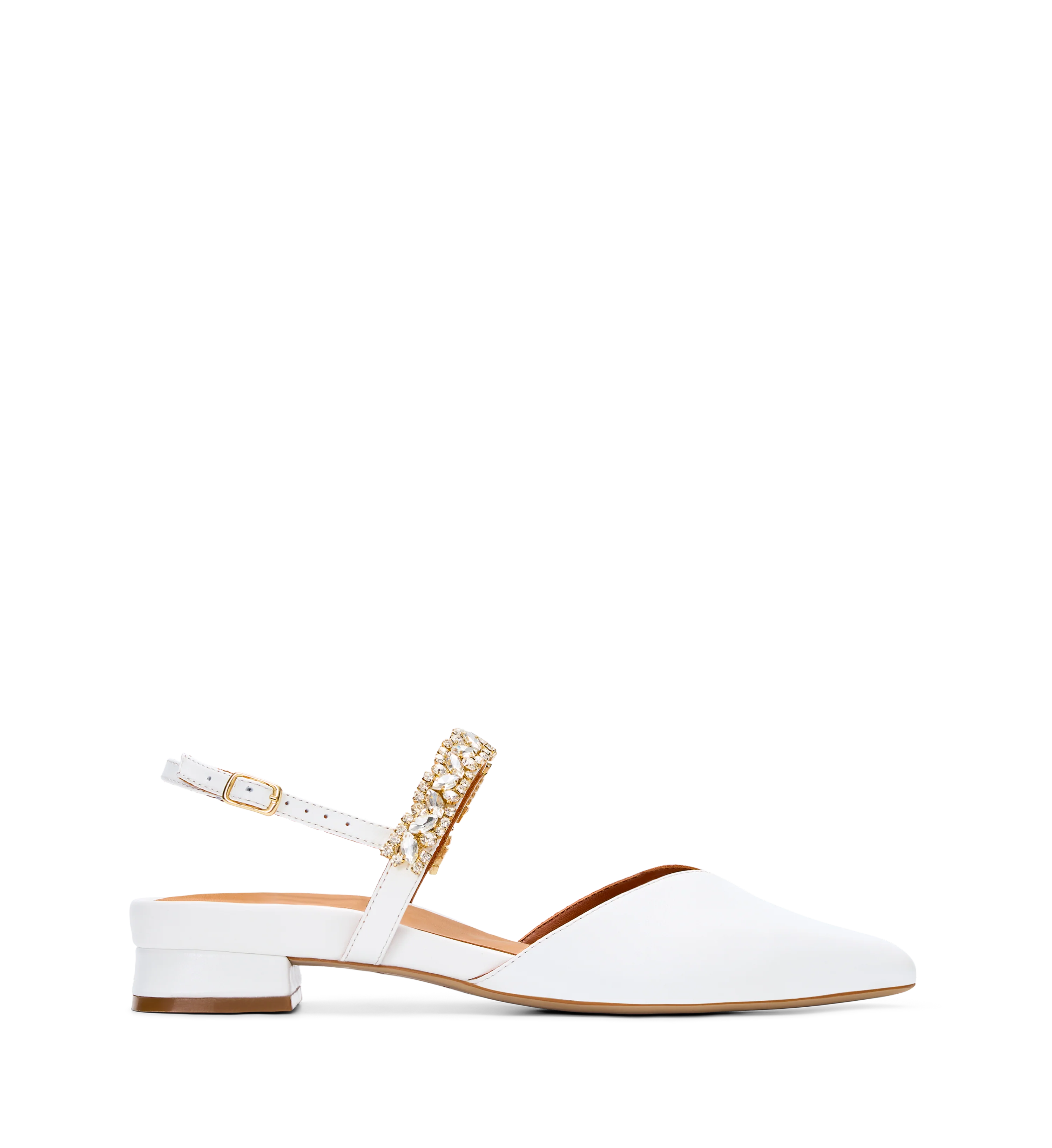 Riparia White Leather & Hardware Flats