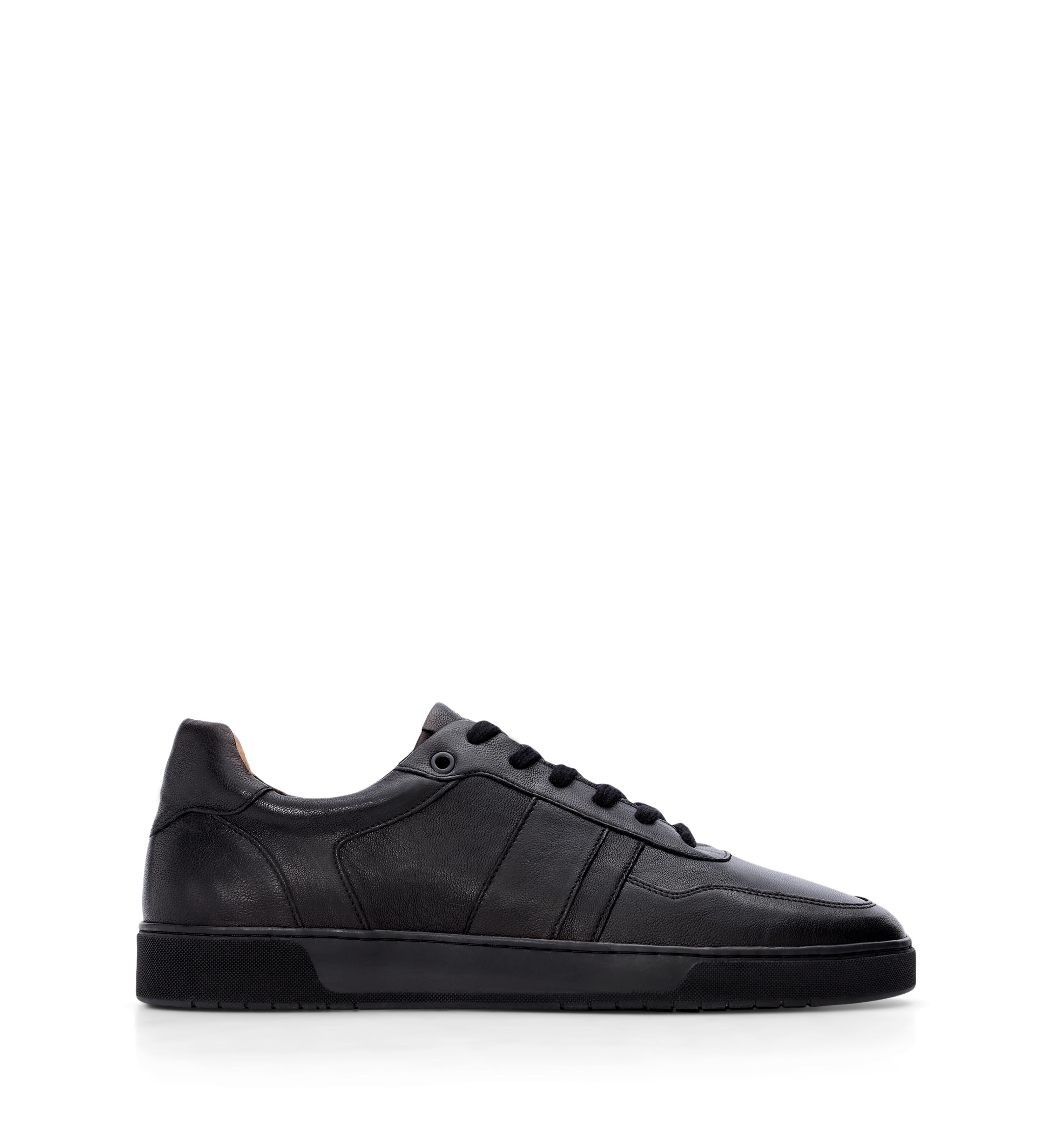 Caesium Black Leather & Black Sole Men's Sneakers