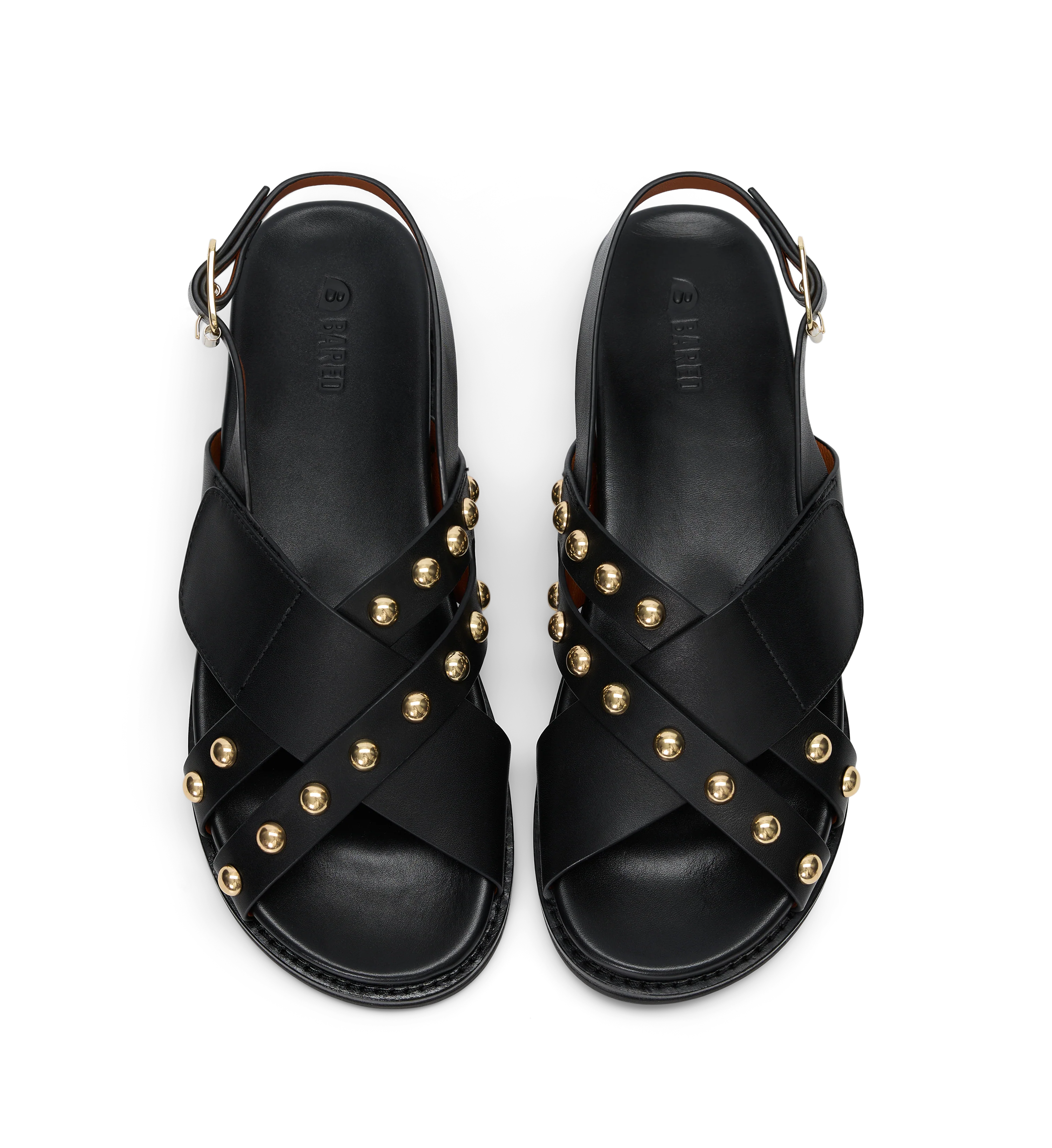Spindalis Black Leather & Hardware Chunky Sandals