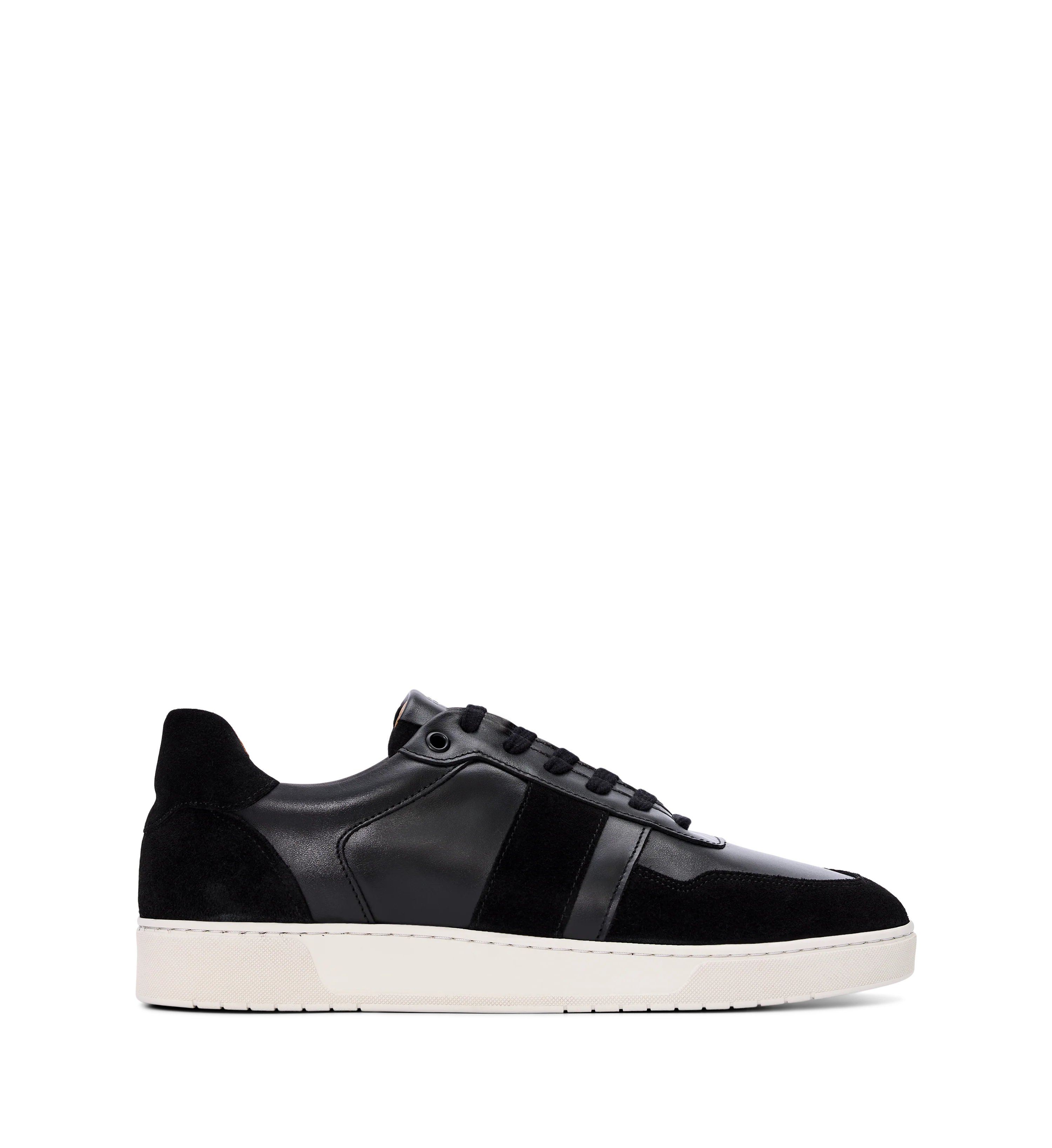 Caesium Black Leather & Off White Sole Sneakers