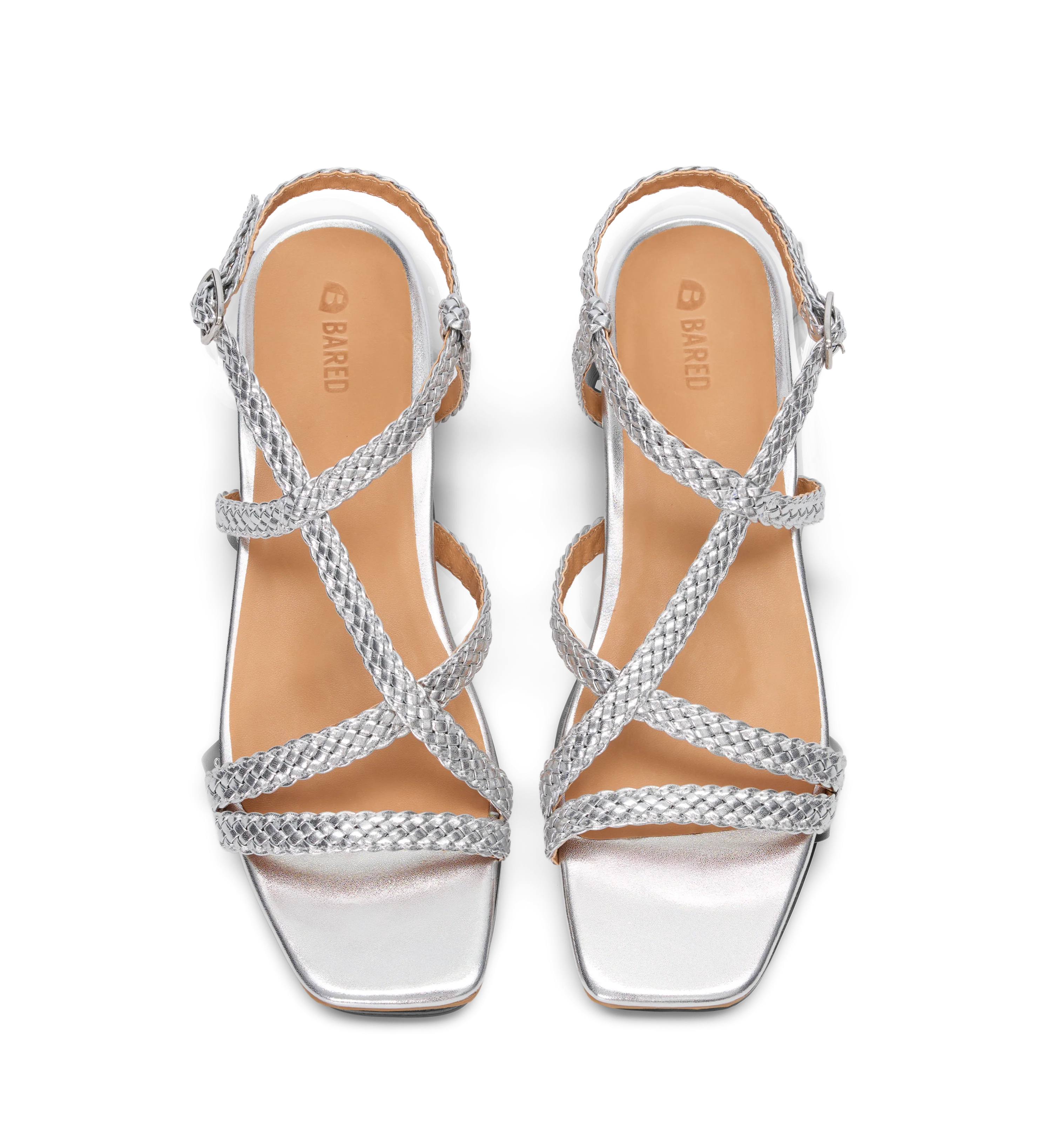 Wrentit Silver Woven Leather Sandals