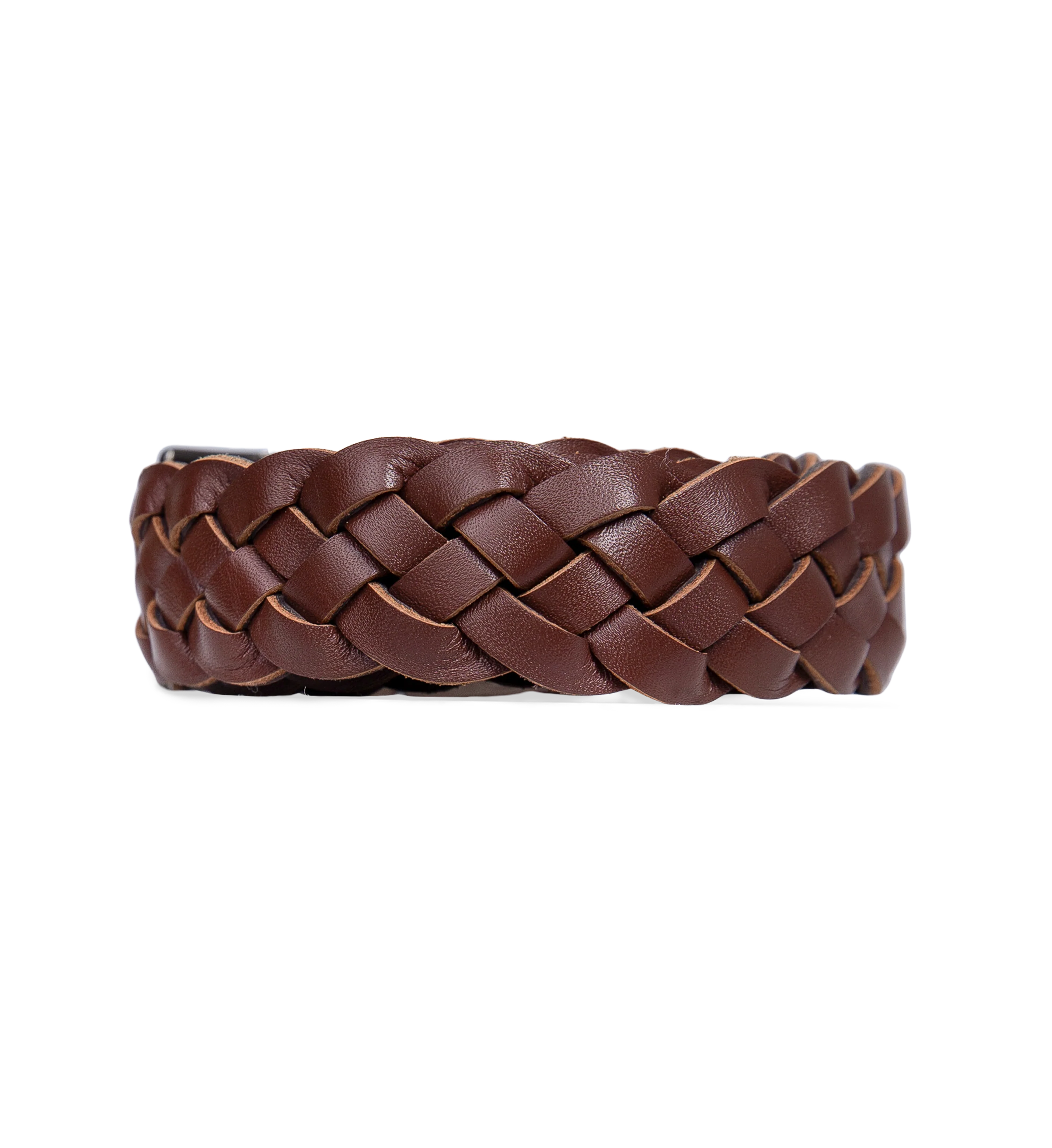 Bared Belt Choc Woven Leather