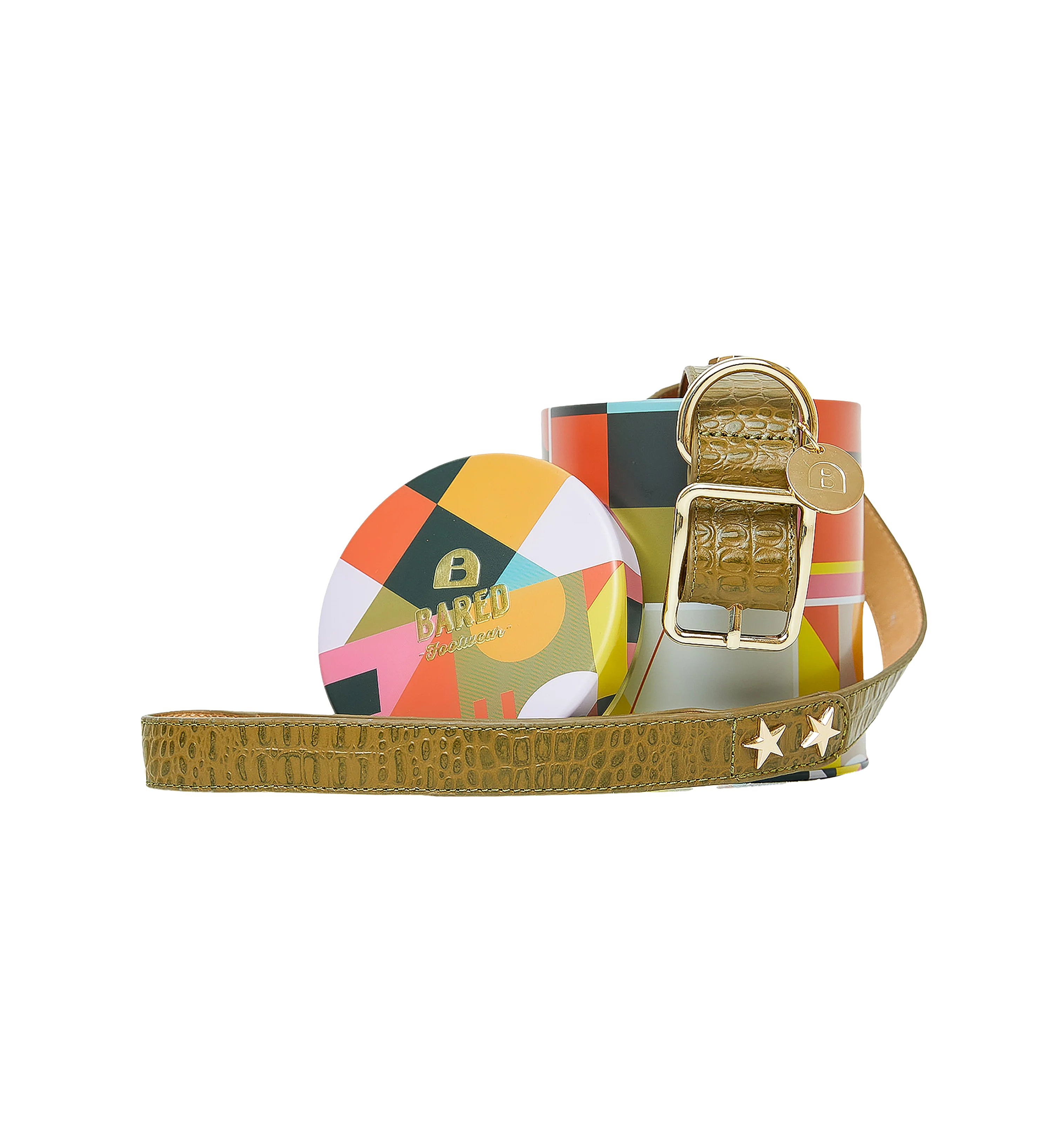 Dog Collar & Lead Green Croc Emboss Leather