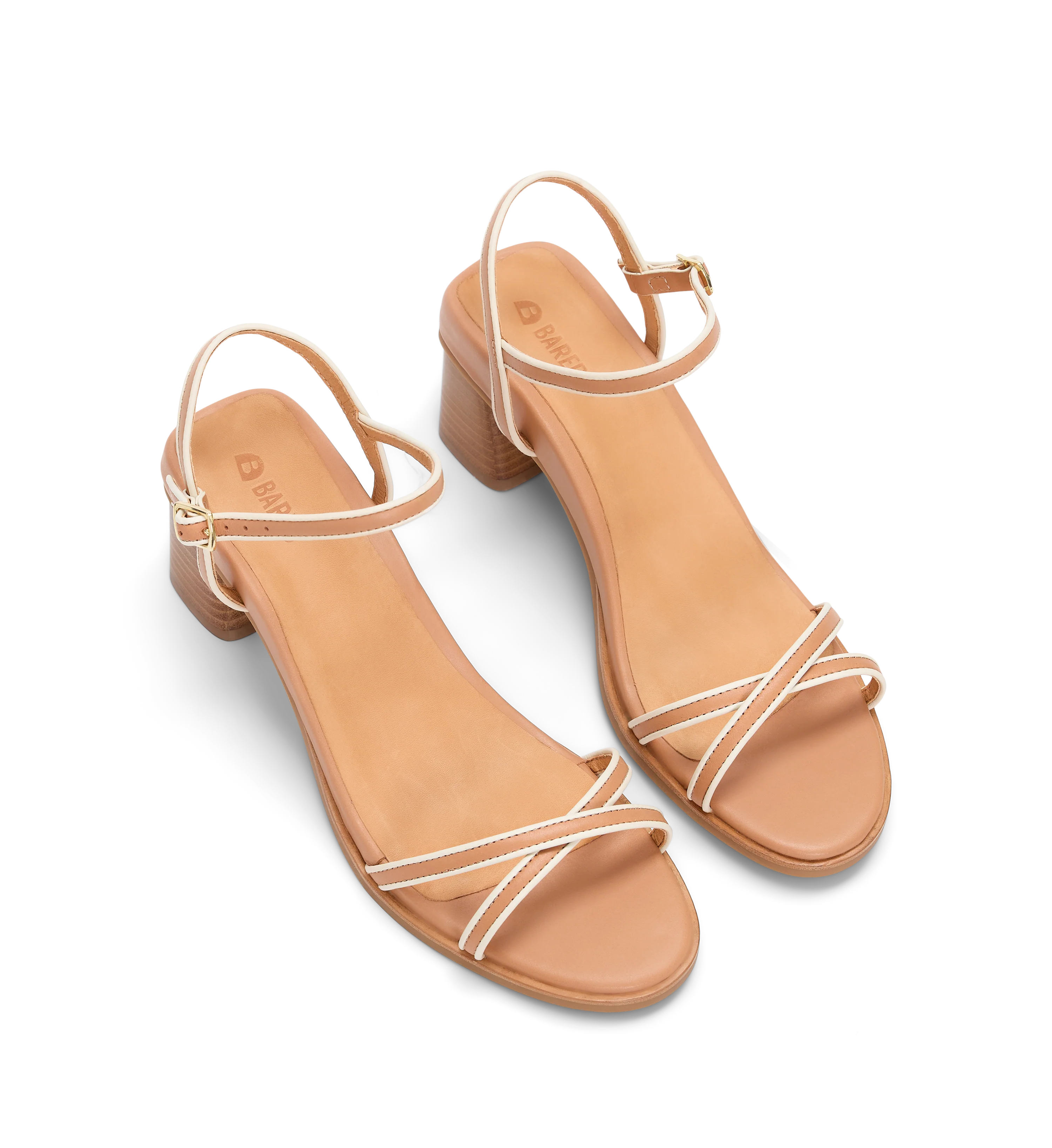 Duck Light Tan & Ecru Leather Low Heels