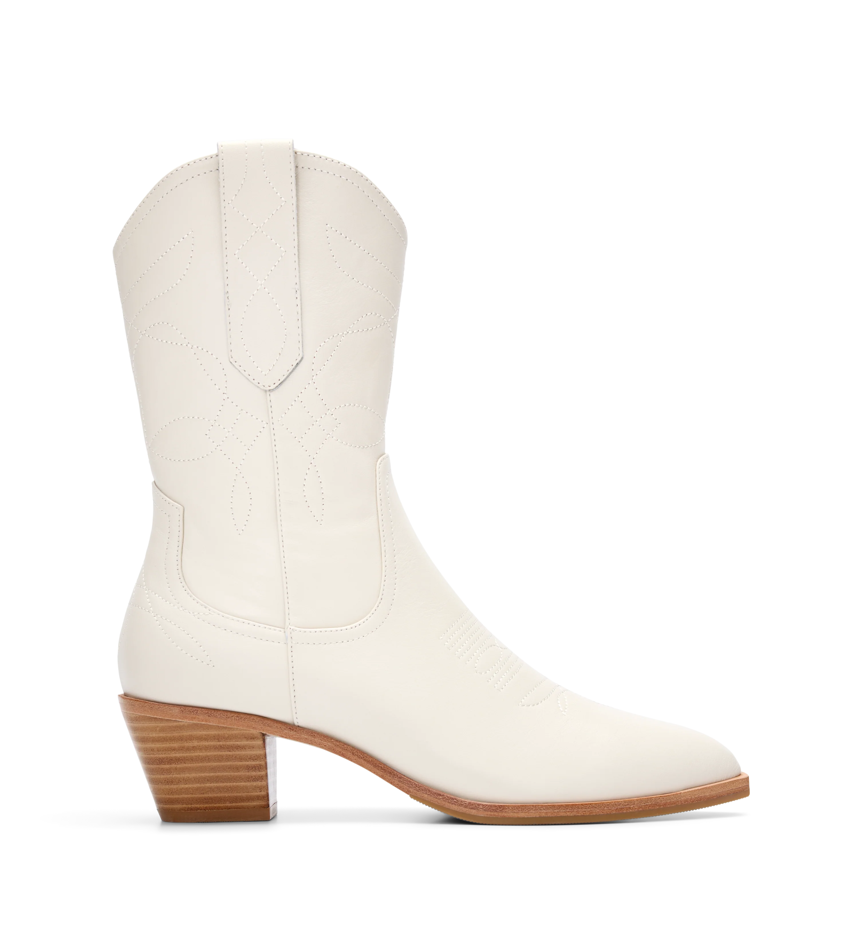 Strix Off White Leather Heeled Boots