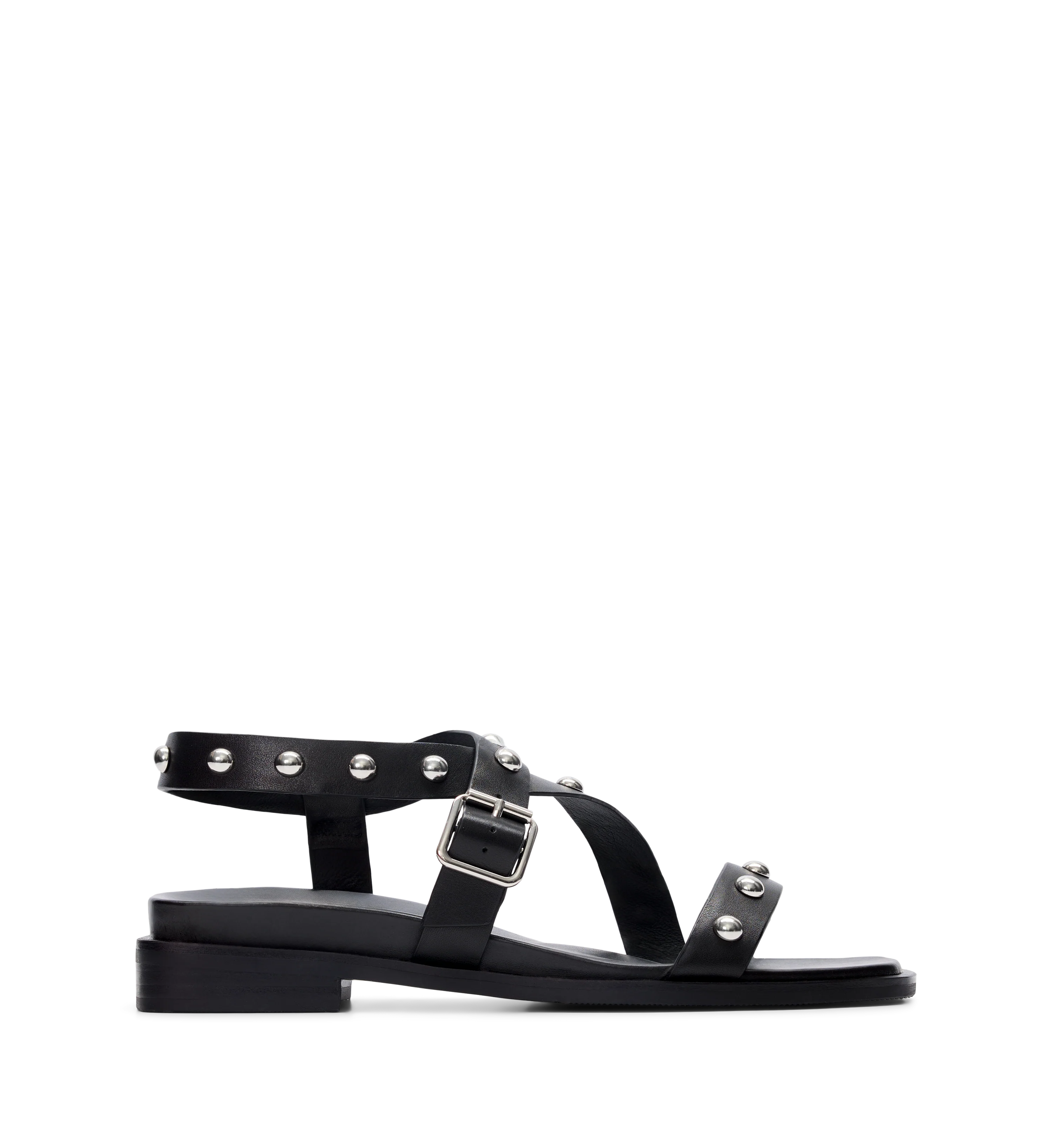 Auk Black Leather & Hardware Sandals