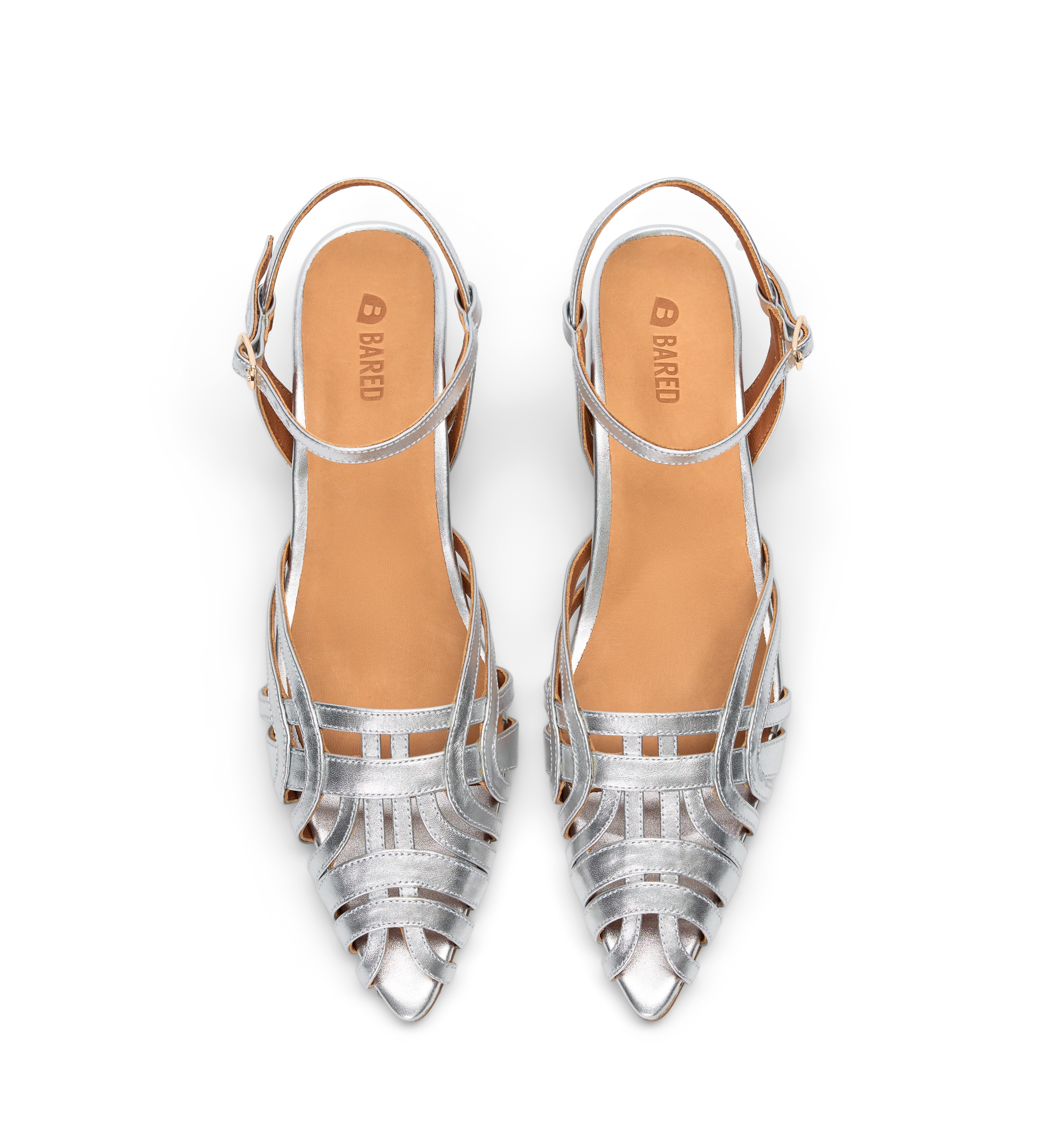 Ratite Silver Leather Casual Heels