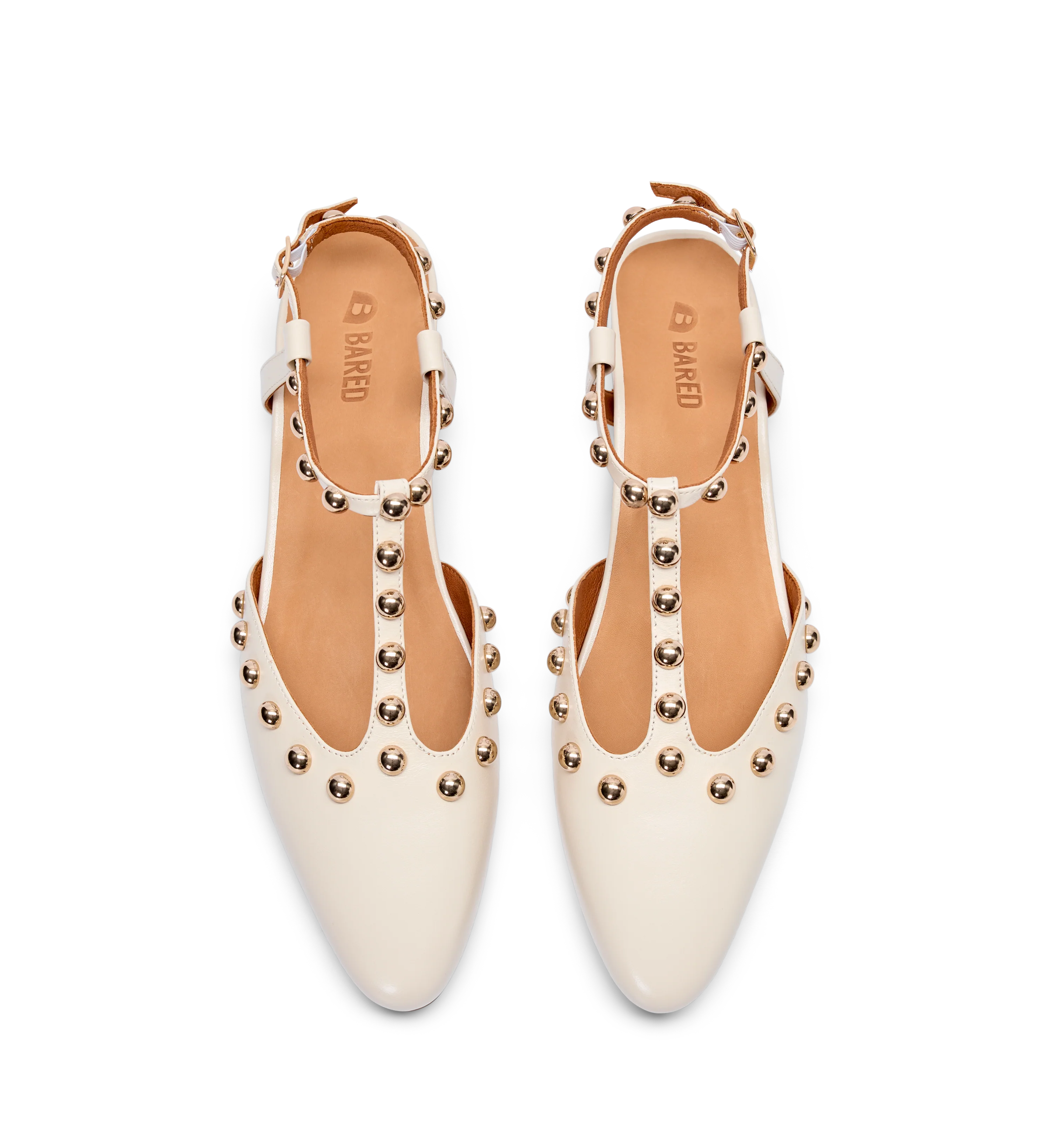 Wagtail Ecru Leather & Hardware Flats