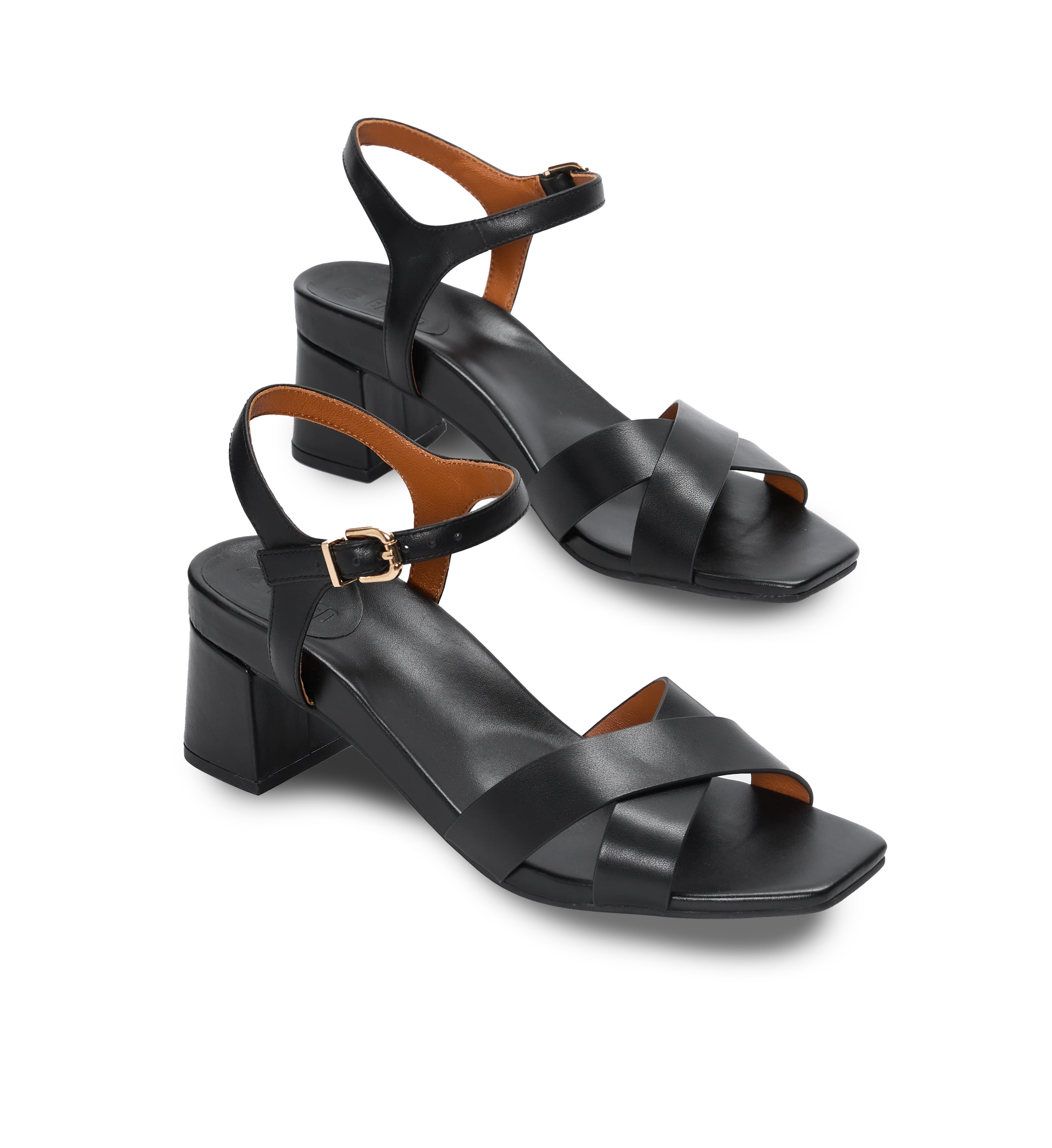 Corella Black Leather Low Heels