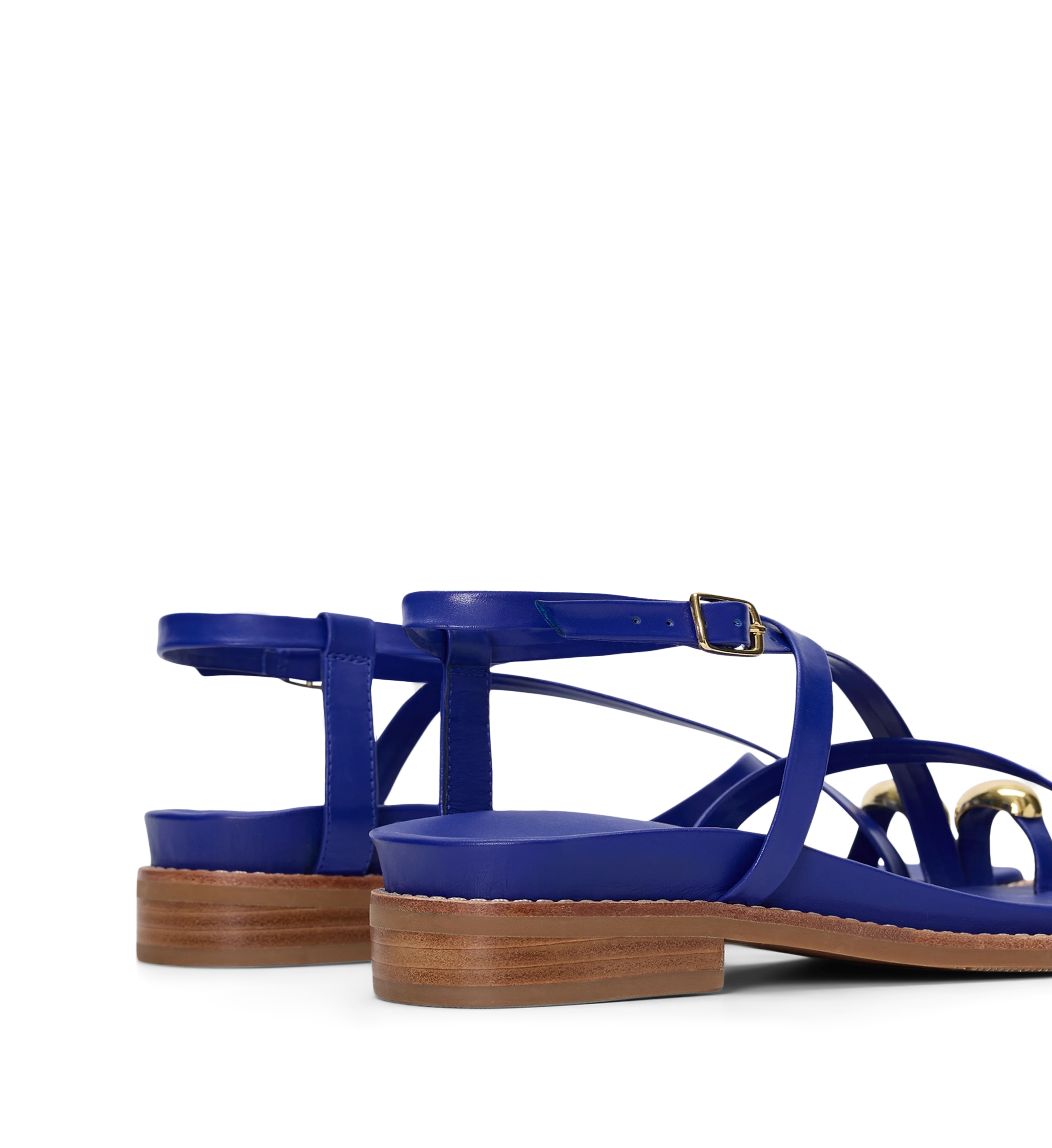 Syma Electric Blue Leather & Hardware Sandals