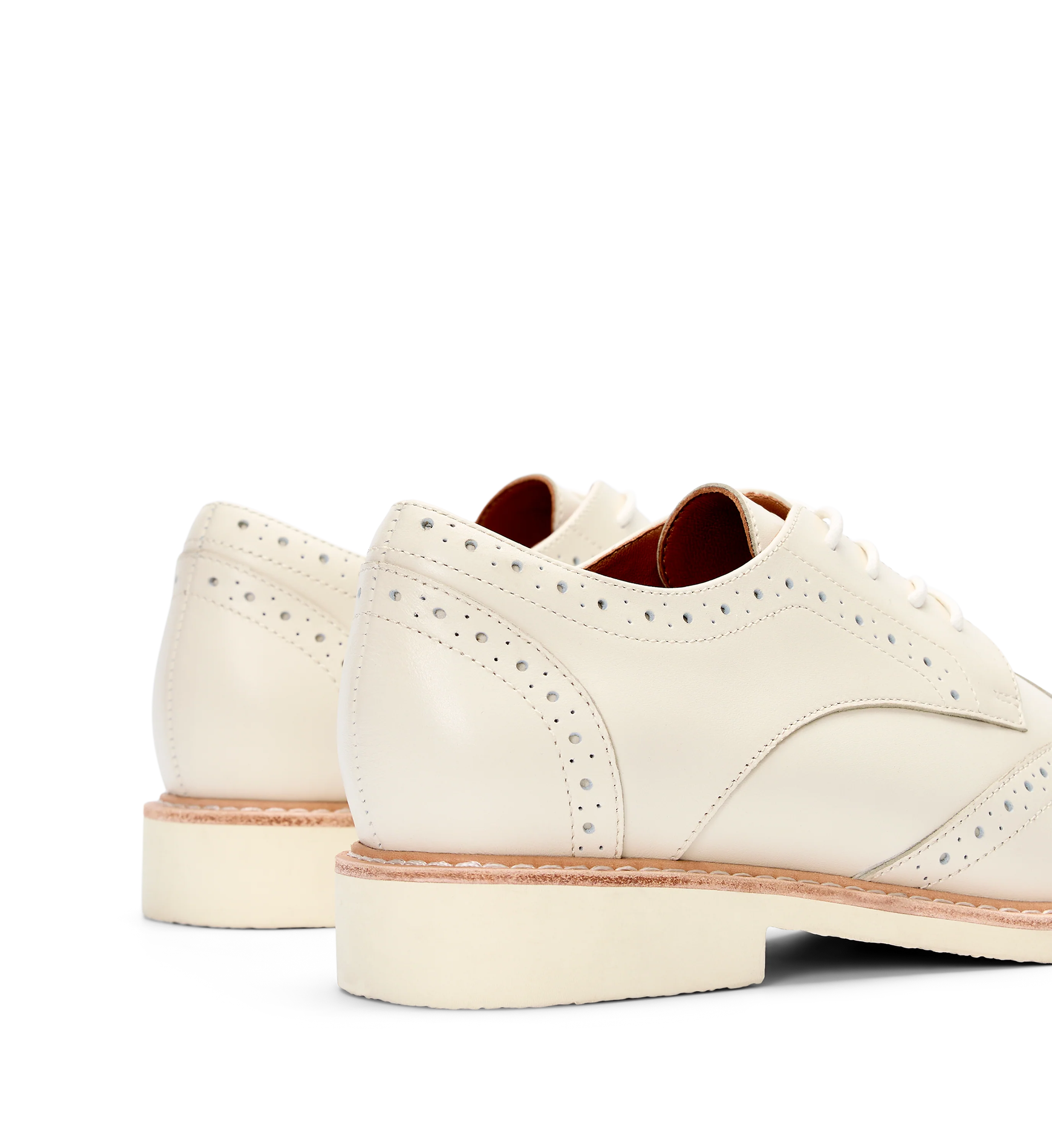 Astrapia Ecru Leather Lace Up Flats