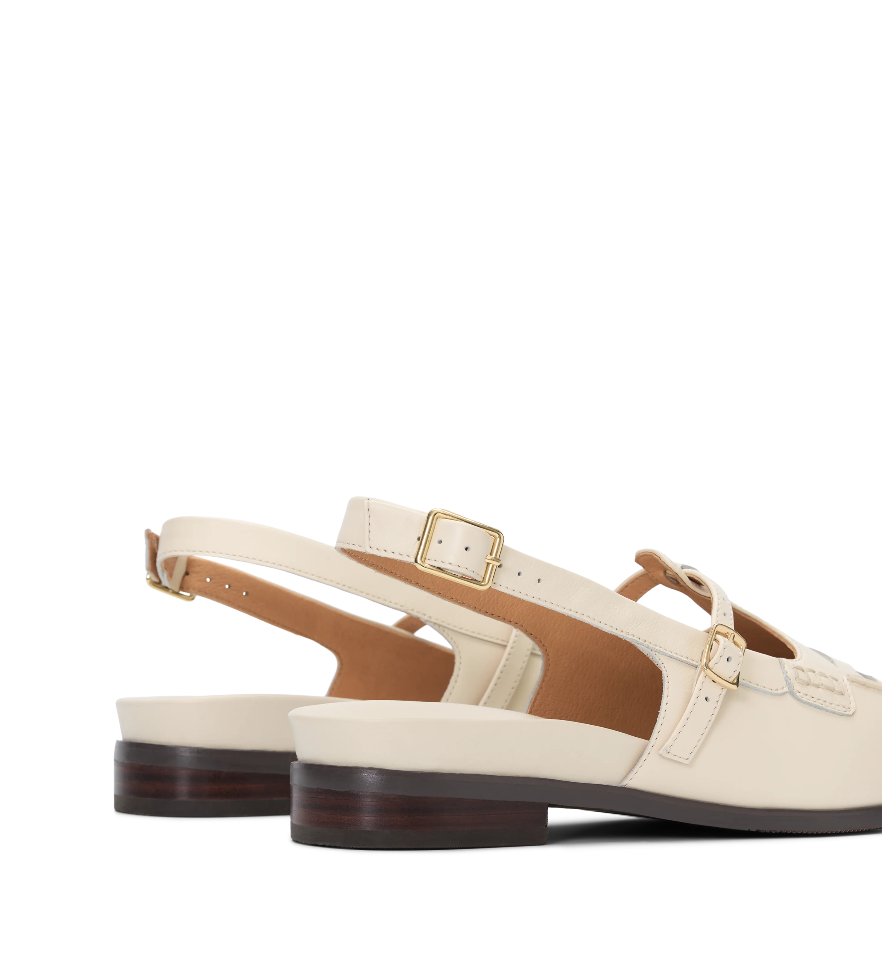 Eclectus Ecru Leather Flats