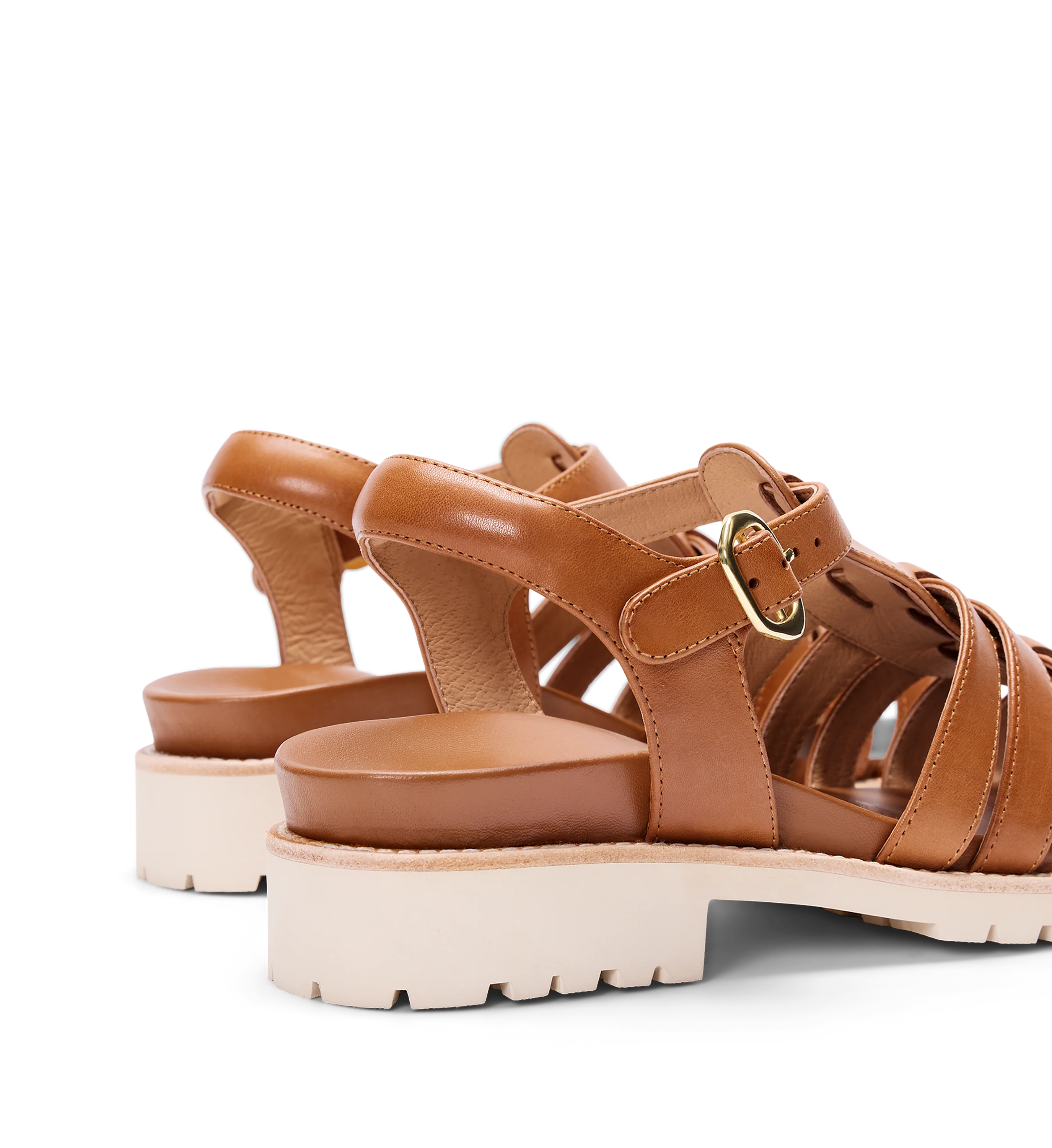 Bittern Tan Leather Flat Sandals